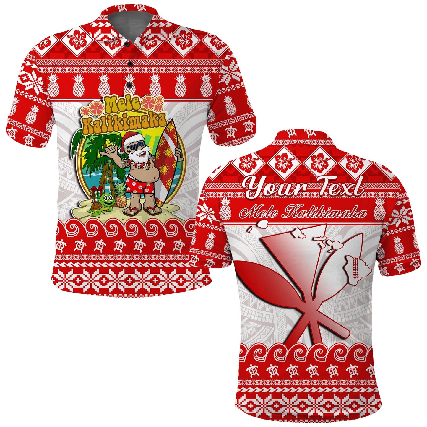 Custom Personalised Hawaii Christmas Polo Shirt Kanaka Polynesian Santa Claus Mele Kalikimaka