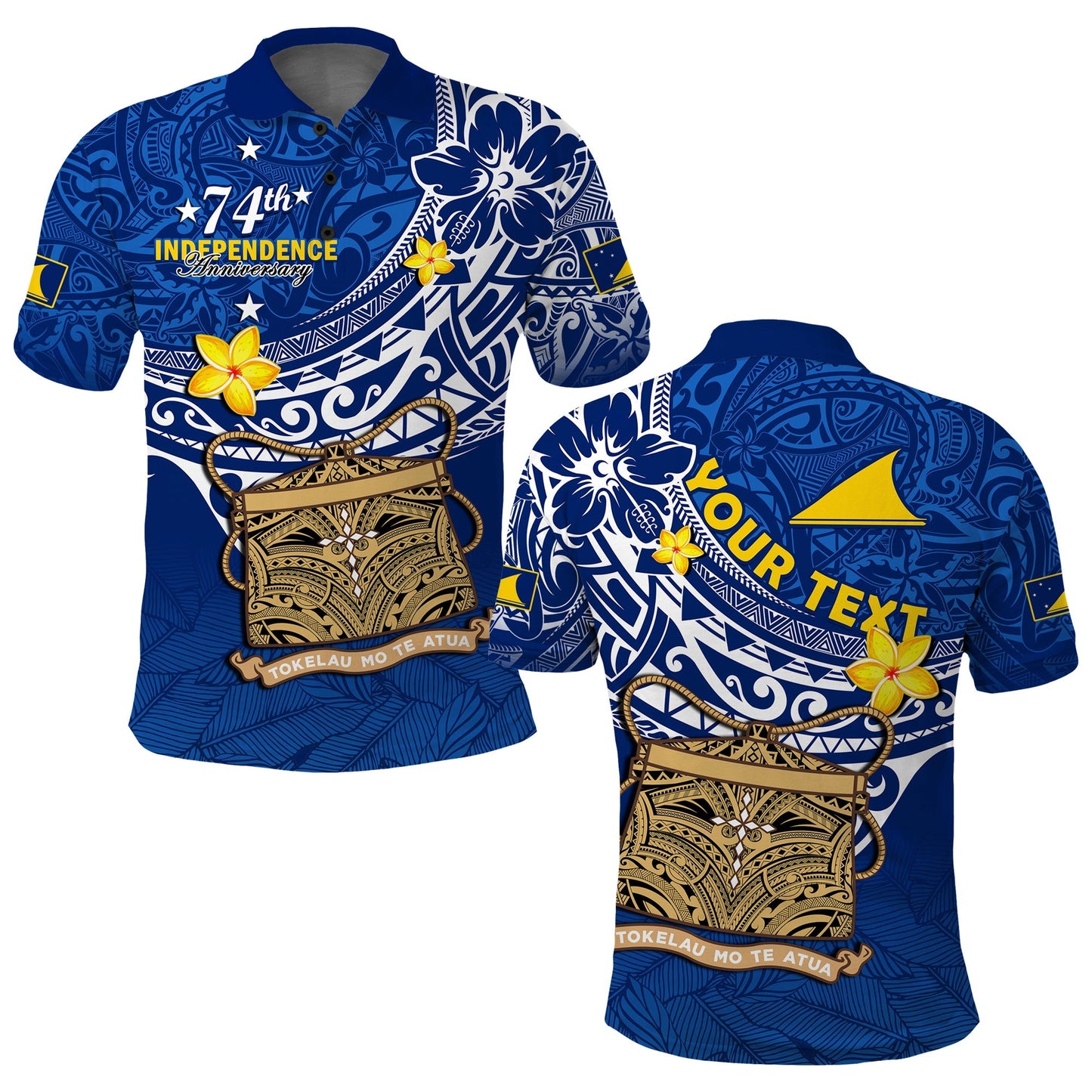 Custom Personalised Tokelau Polo Shirt National Badge Polynesian Happy 74th Independence Anniversary