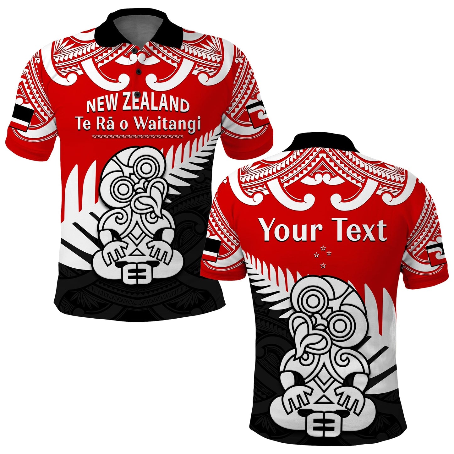 Custom Personalised Waitangi Day Polo Shirt Tino Rangatiratanga Flag With Tiki Maori Fern