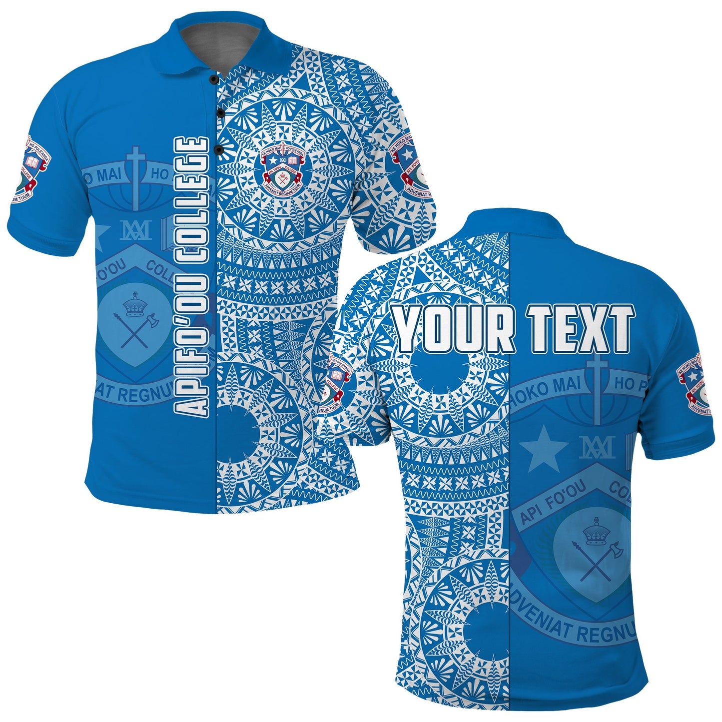 Custom Personalised Apifoou Tonga College Polo Shirt Tongan Ngatu Pattern