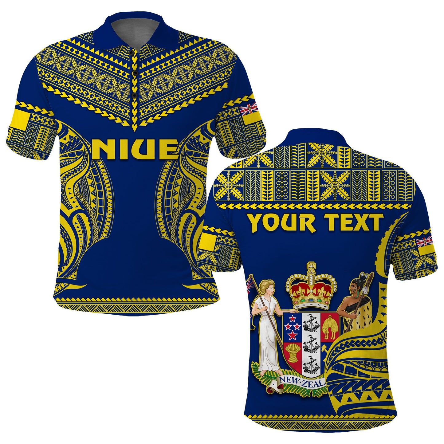 Custom Personalised Niue Polo Shirt Hiapo Mix Polynesian Happy Constitution Day