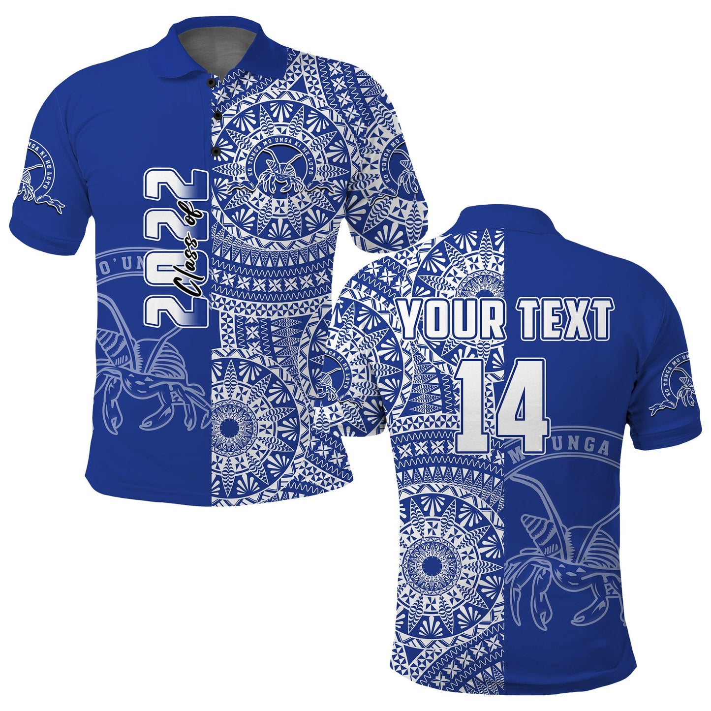 Custom Text And Number Tupou Tonga College Polo Shirt Class Of Year Tongan Ngatu Pattern