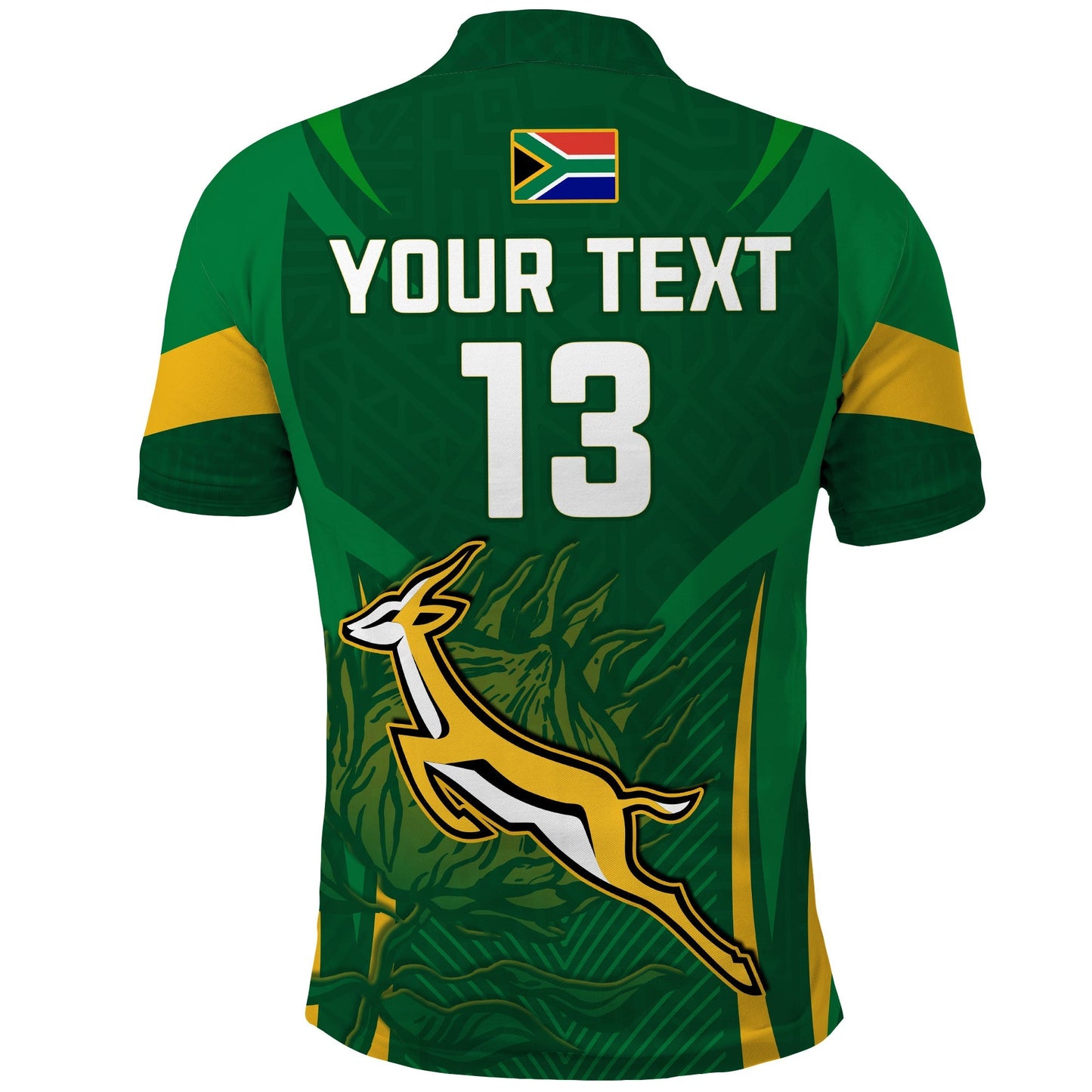 (Custom Text and Number) South Africa Rugby Polo Shirt Springboks Champion