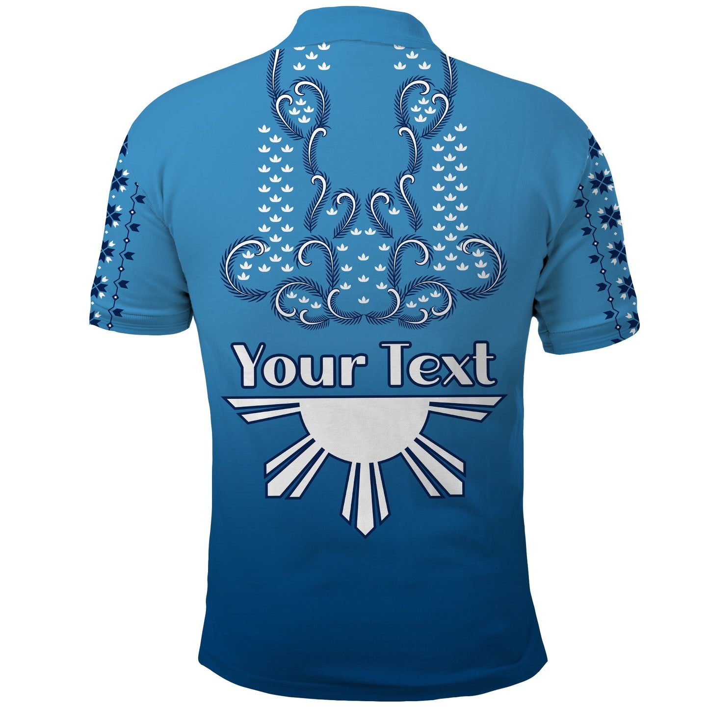 Custom Personalised Philippines Polo Shirt Sun Filipino Blue Barong