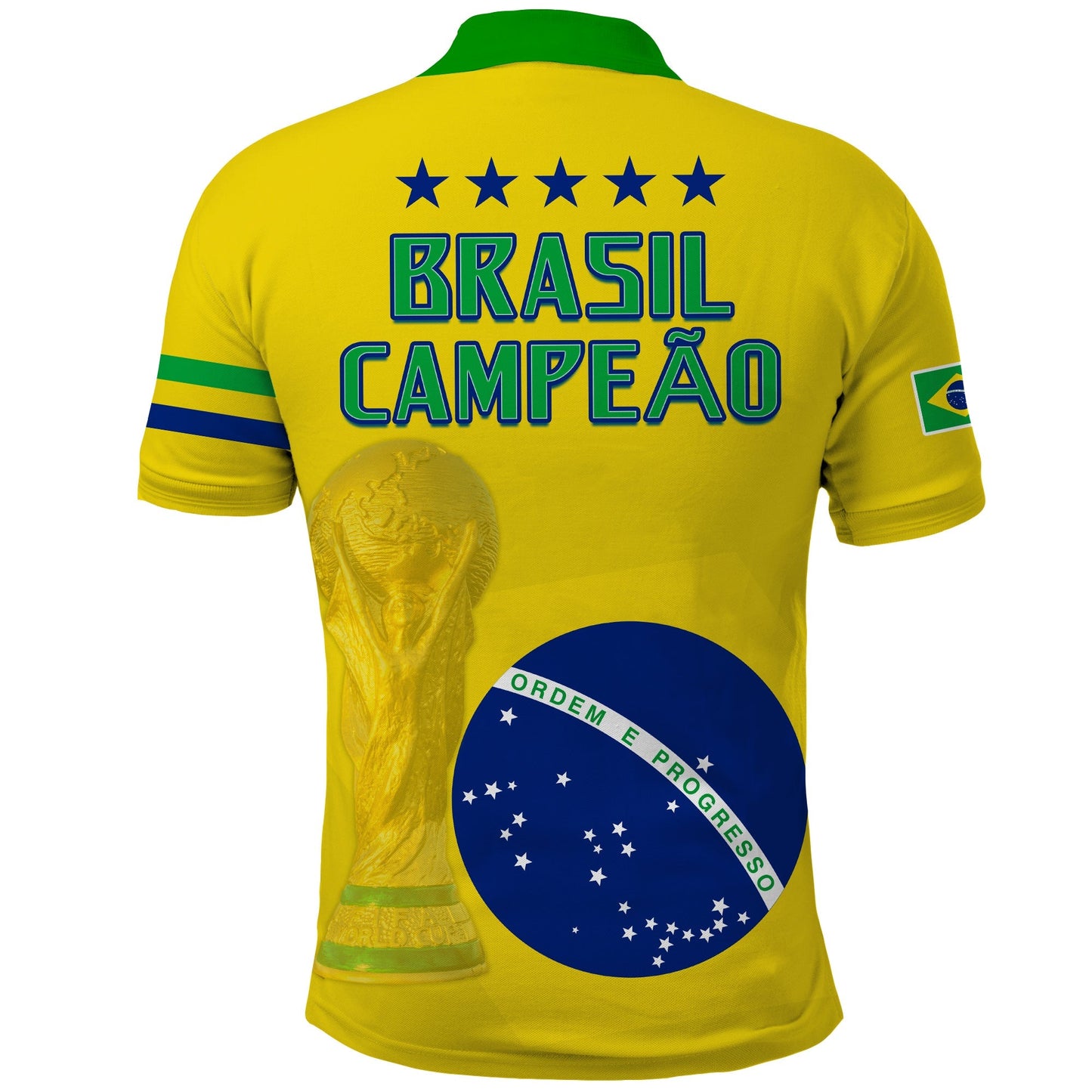 Brazil Football Polo Shirt Go Champions Selecao Campeao