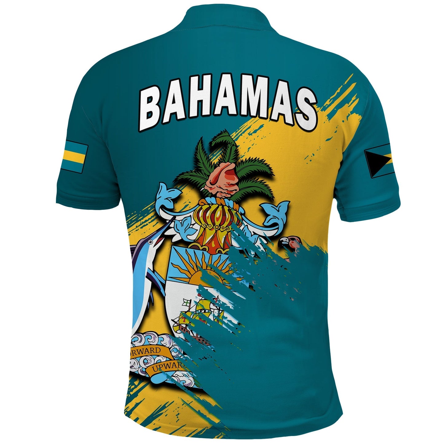 Bahamas Polo Shirt Blue Marlin With Bahamian Coat Of Arms