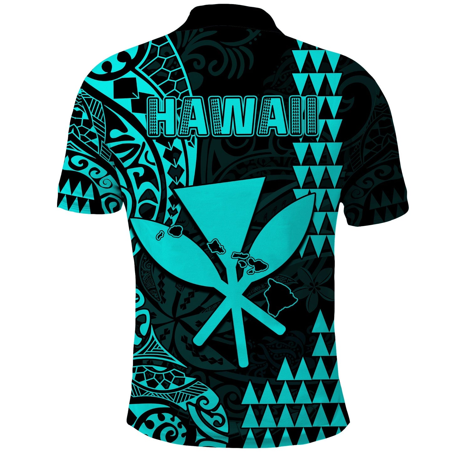 Hawaii Day Kakau Polo Shirt Proud To Be Hawaiian Turquoise King Kamehameha and Kanaka Maoli