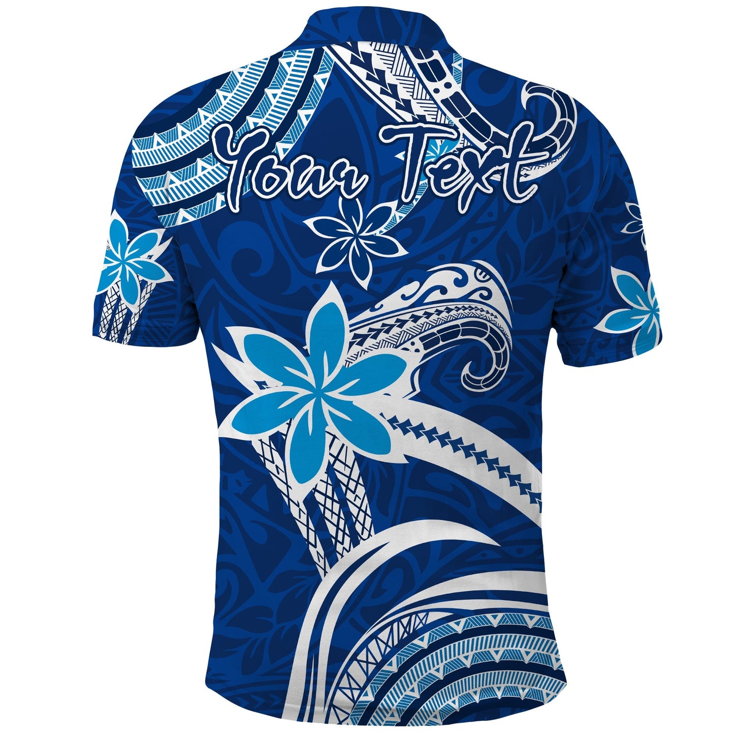 Custom Personalised Hawaii Flowers Wave Polo Shirt Kanaka Maoli Blue Polynesian