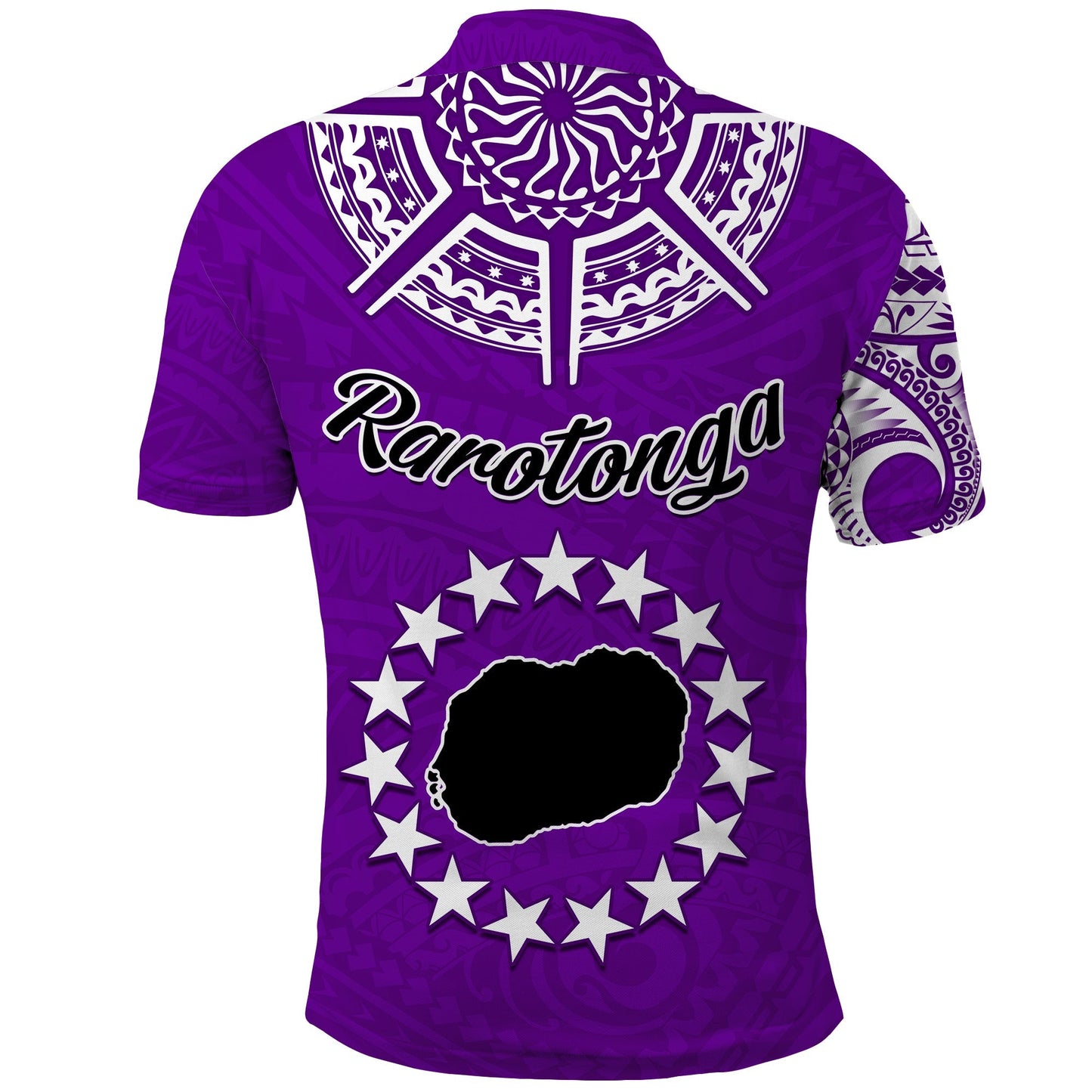 Rarotonga Cook Islands Polo Shirt Turtle and Map Style Purple