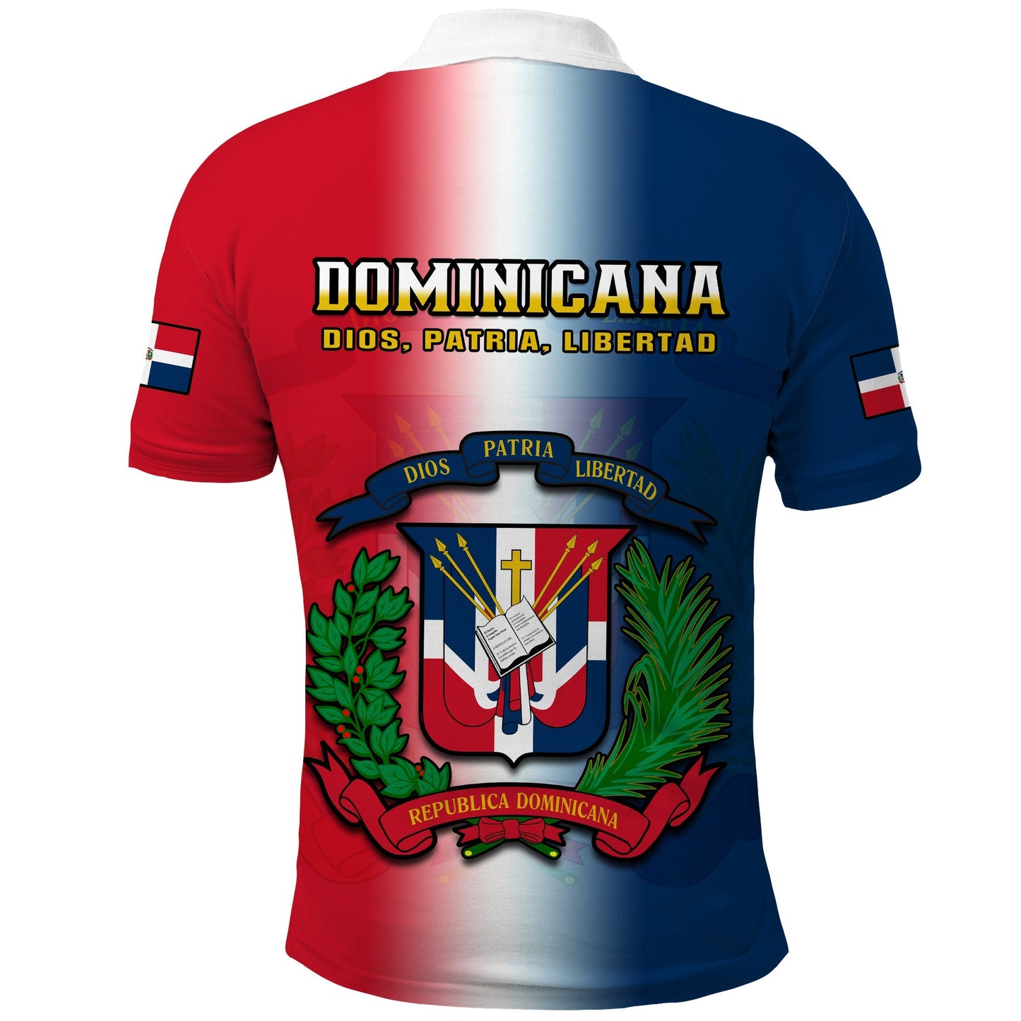 Dominican Republic Polo Shirt Dominicana Coat Of Arms Gradient Style