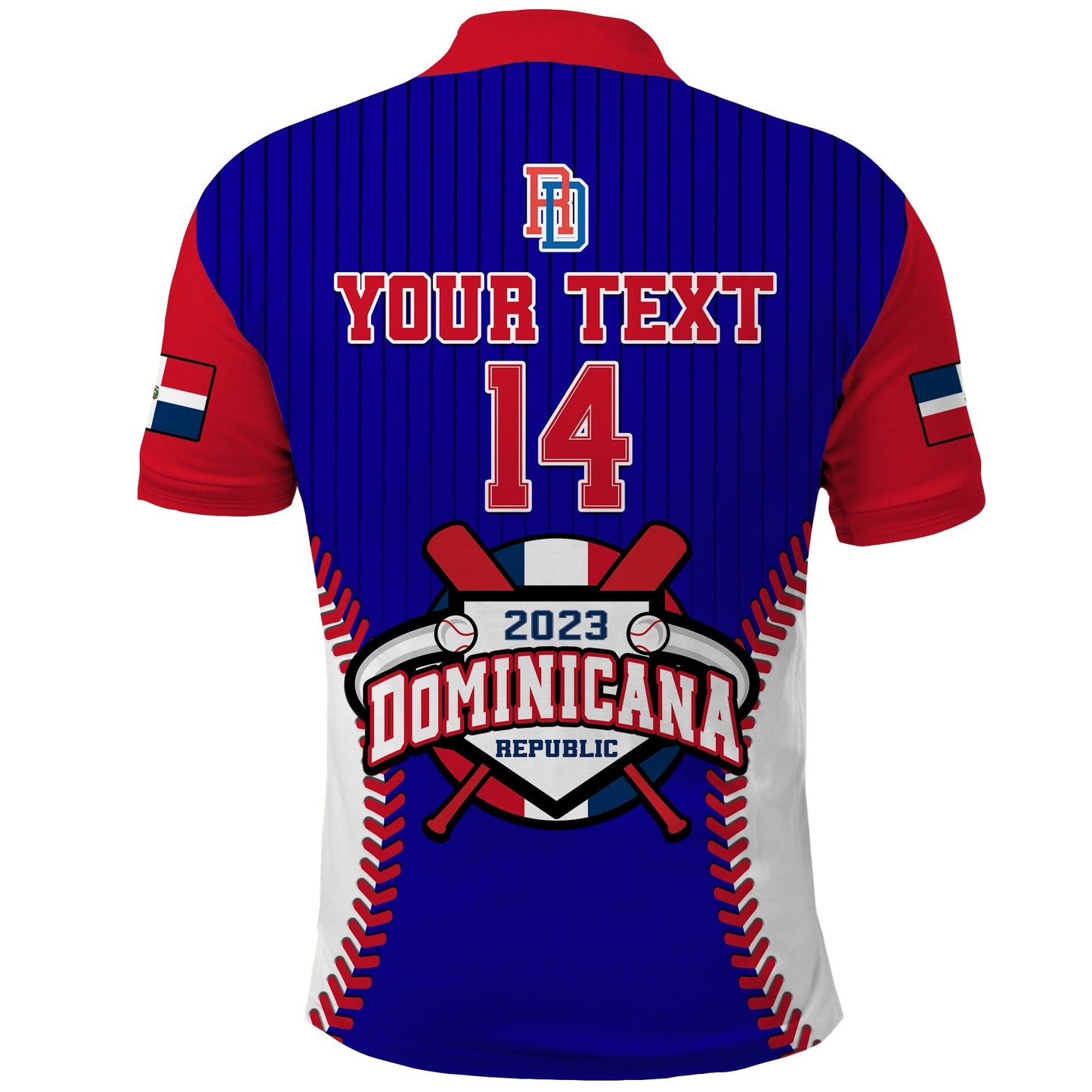 (Custom Text And Number) Dominican Republic Baseball Polo Shirt 2023 Version Blue