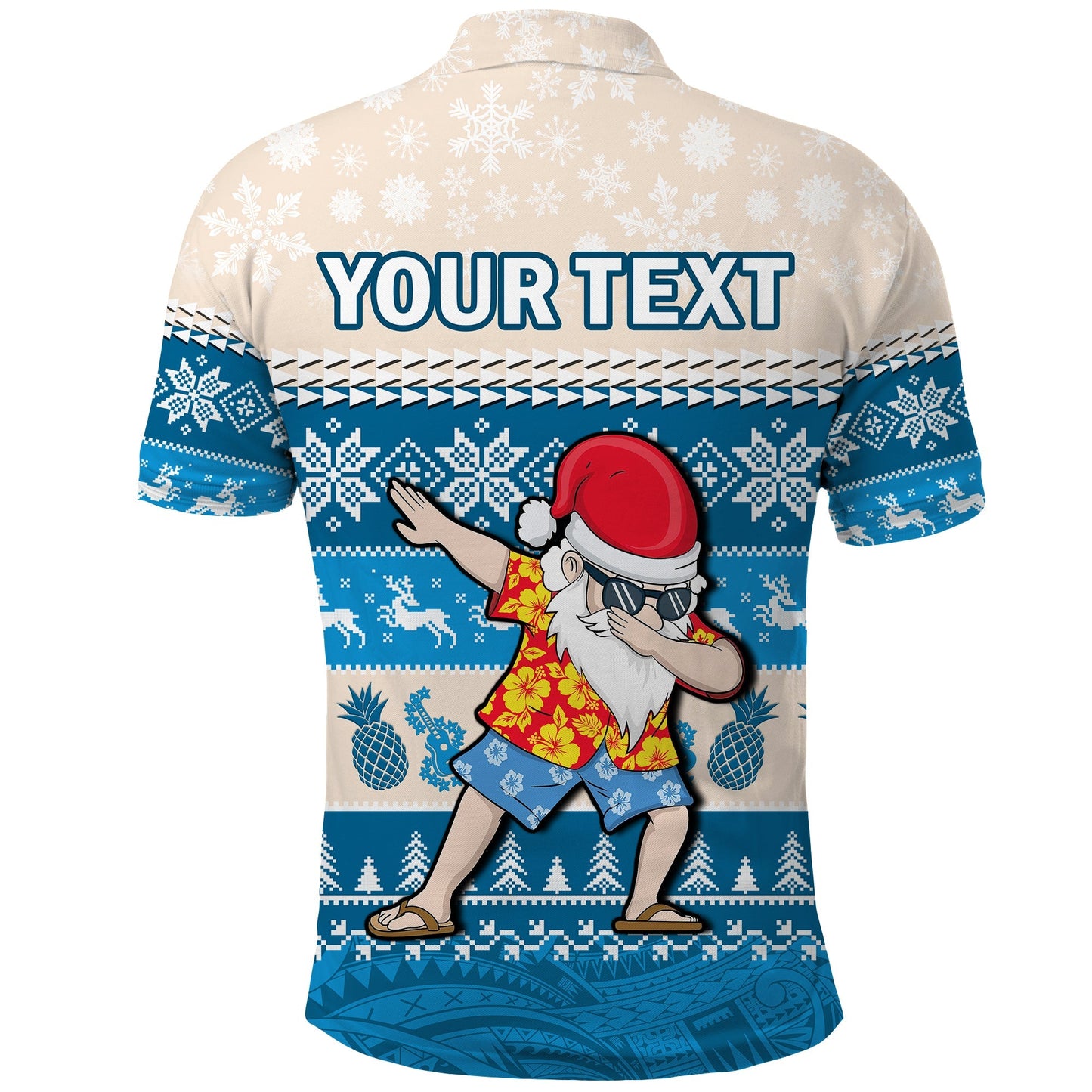 Custom Personalised Hawaii Mele Kalikimaka Polo Shirt Dabbing Santa Blue Merry Christmas