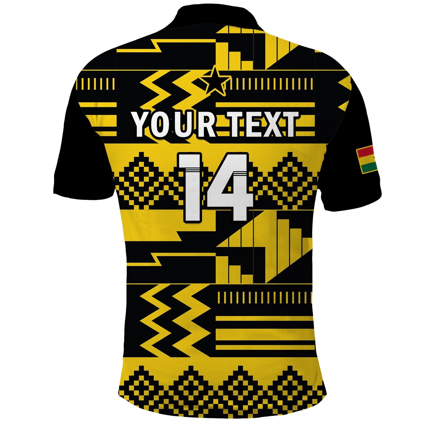 (Custom Text And Number) Ghana Football Polo Shirt Black Stars Kente Football 2022 Yellow