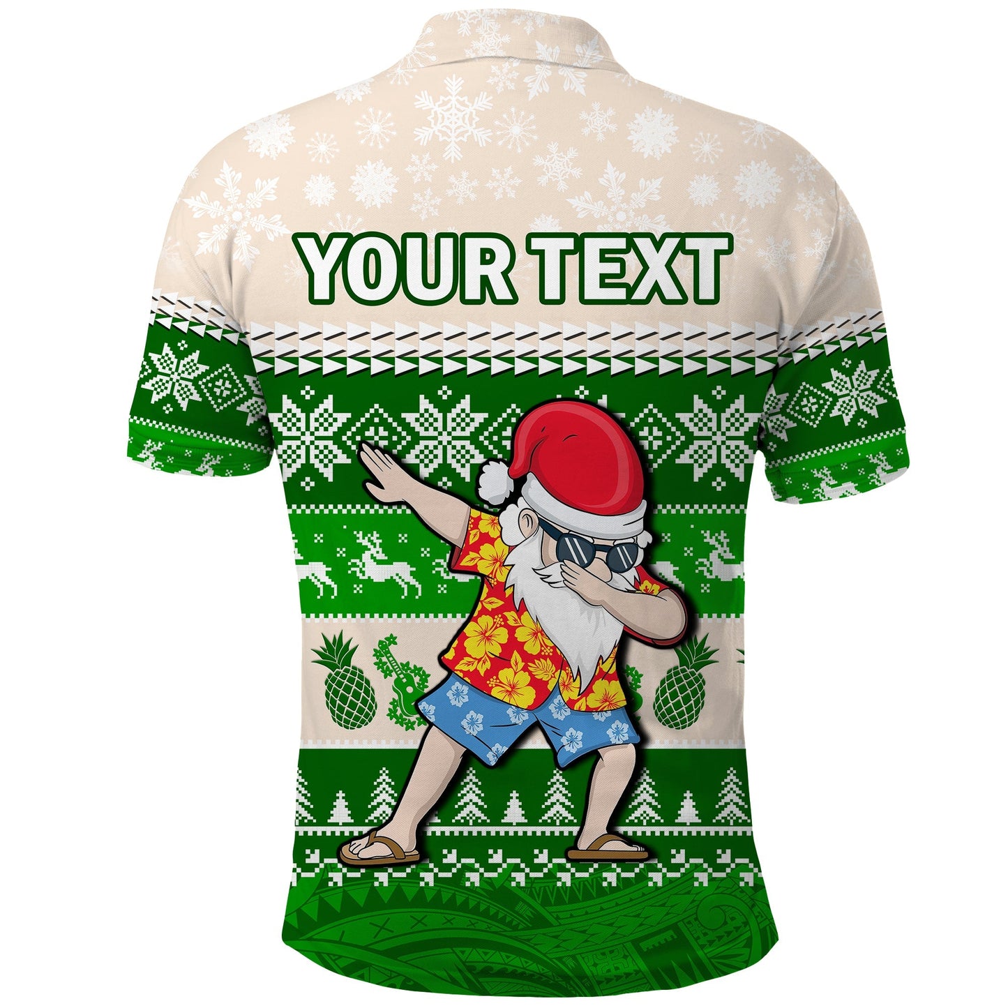 Custom Personalised Hawaii Mele Kalikimaka Polo Shirt Dabbing Santa Green Merry Christmas