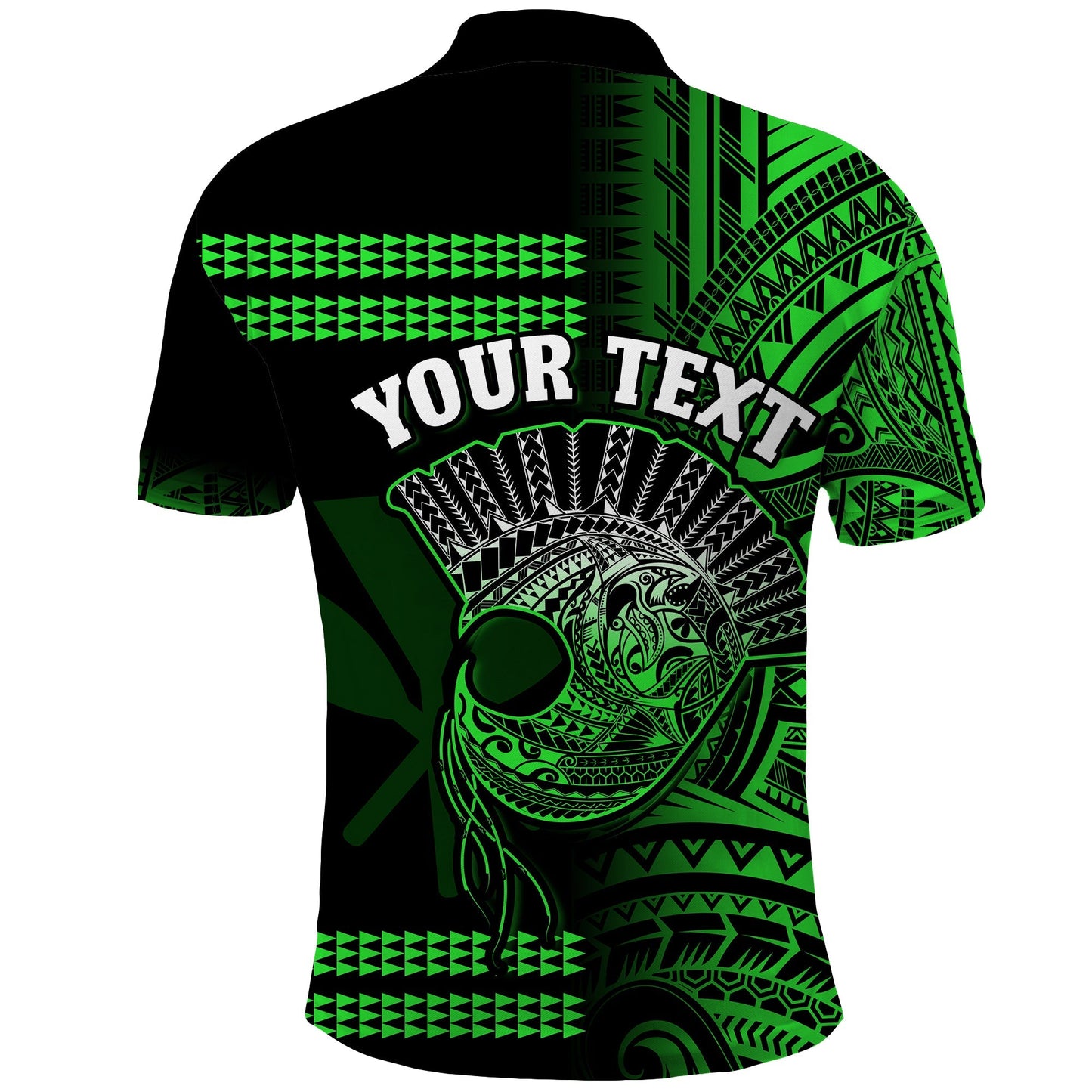 Custom Personalised Hawaii Polo Shirt Kakau Warrior Helmet Gradient Green Polynesian