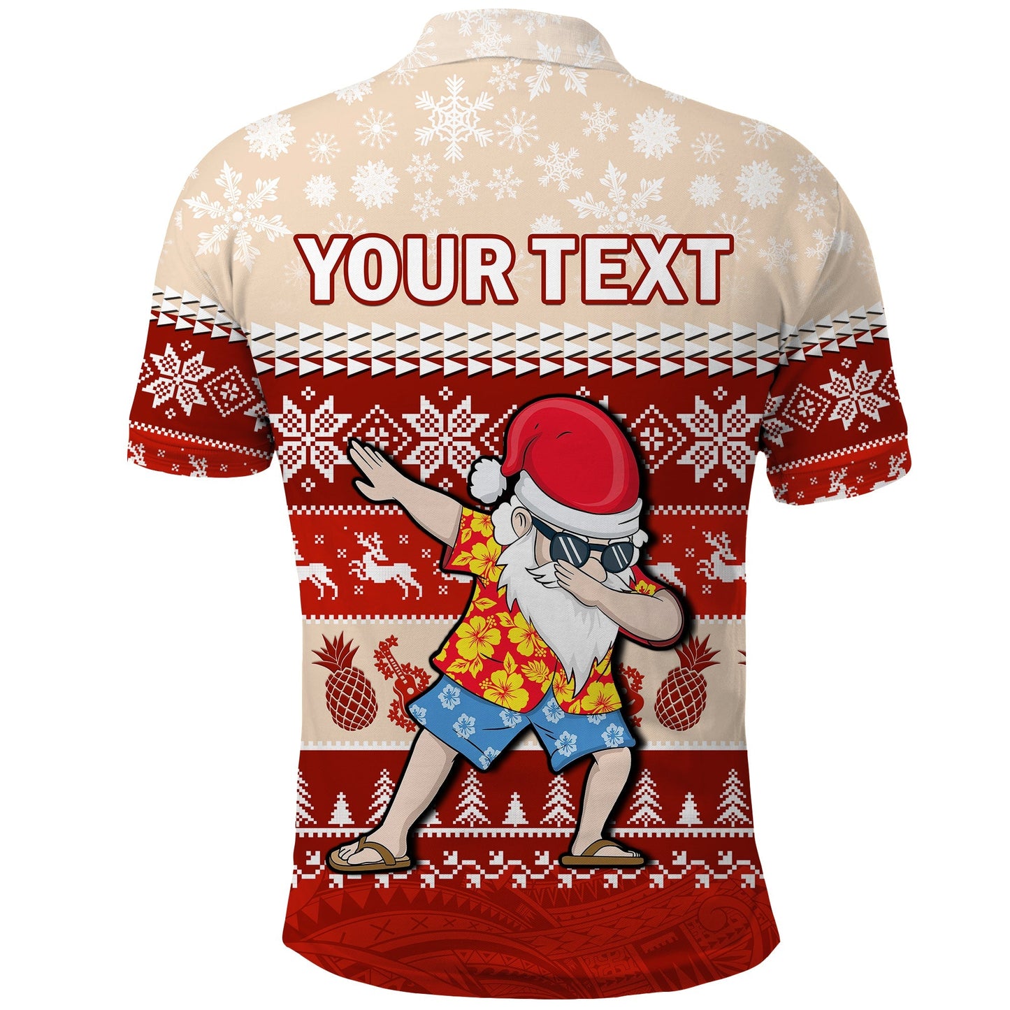 Custom Personalised Hawaii Mele Kalikimaka Polo Shirt Dabbing Santa Red Merry Christmas