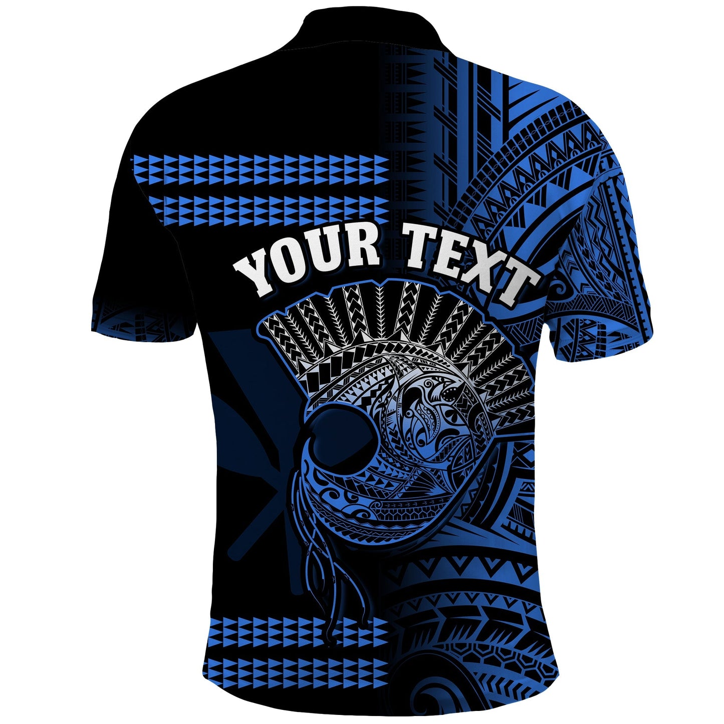 Custom Personalised Hawaii Polo Shirt Kakau Warrior Helmet Gradient Blue Polynesian
