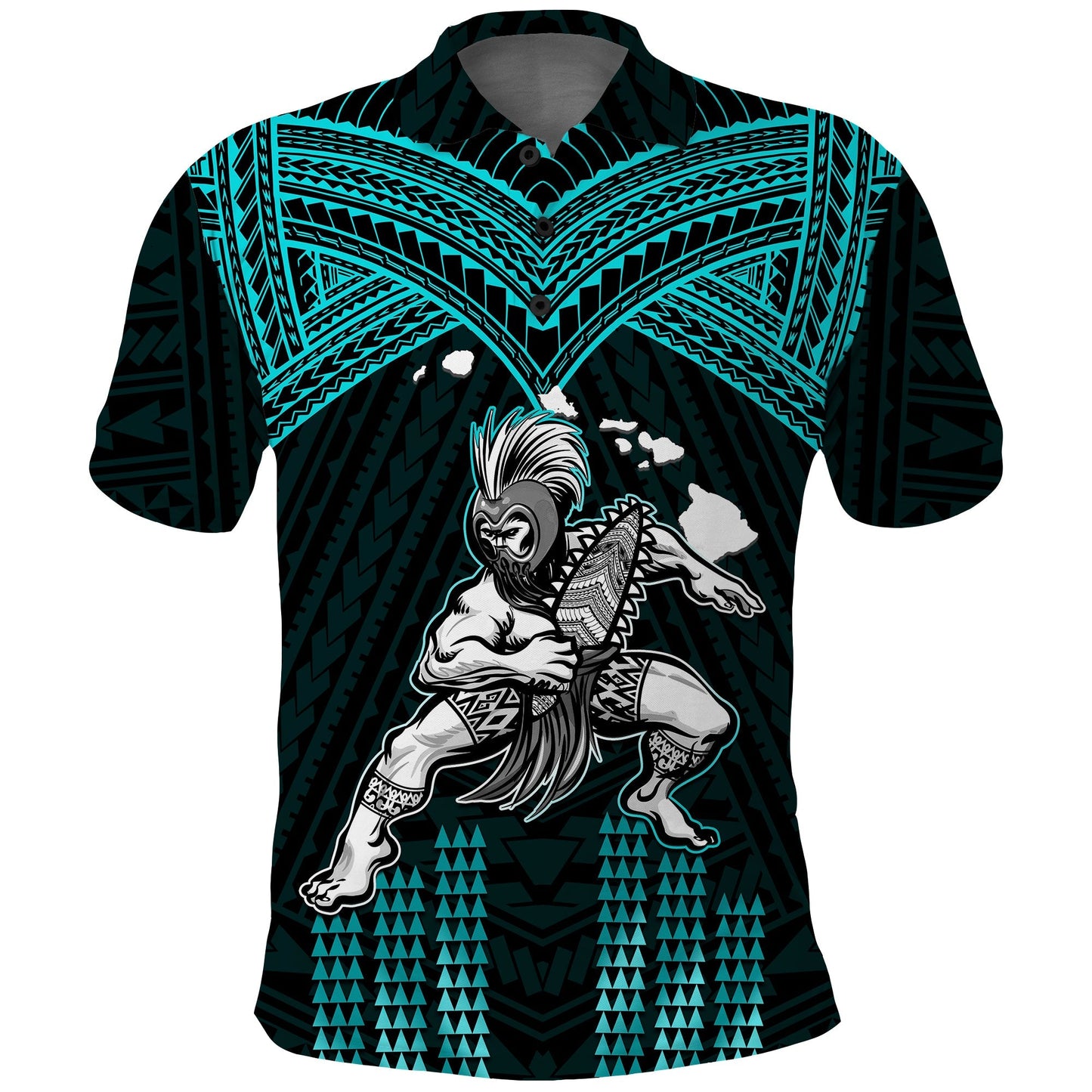 Hawaii Polo Shirt Hawaiian Warrior With Weapon Polynesian Ver.02