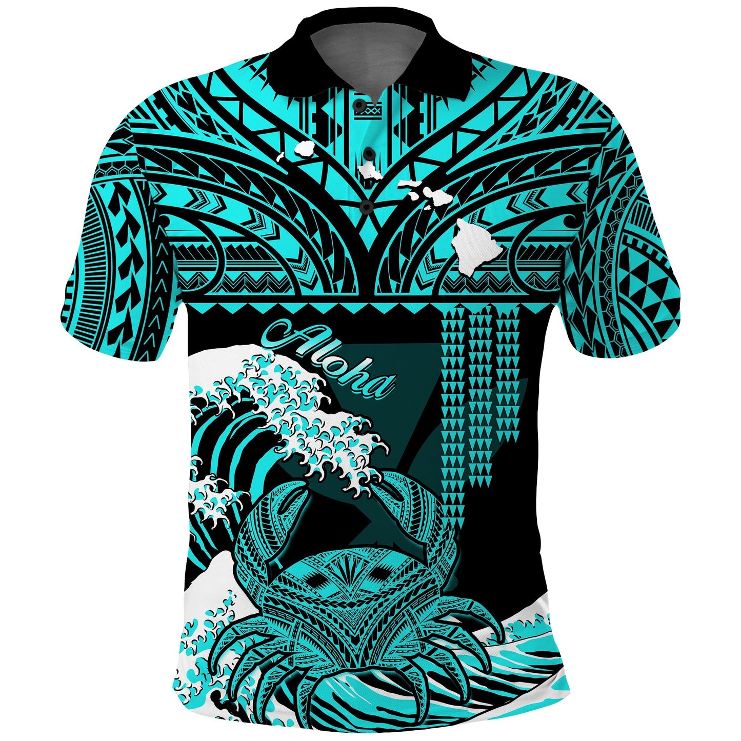 Hawaii Polo Shirt Kakau Polynesian Crab With Waves Ver.01