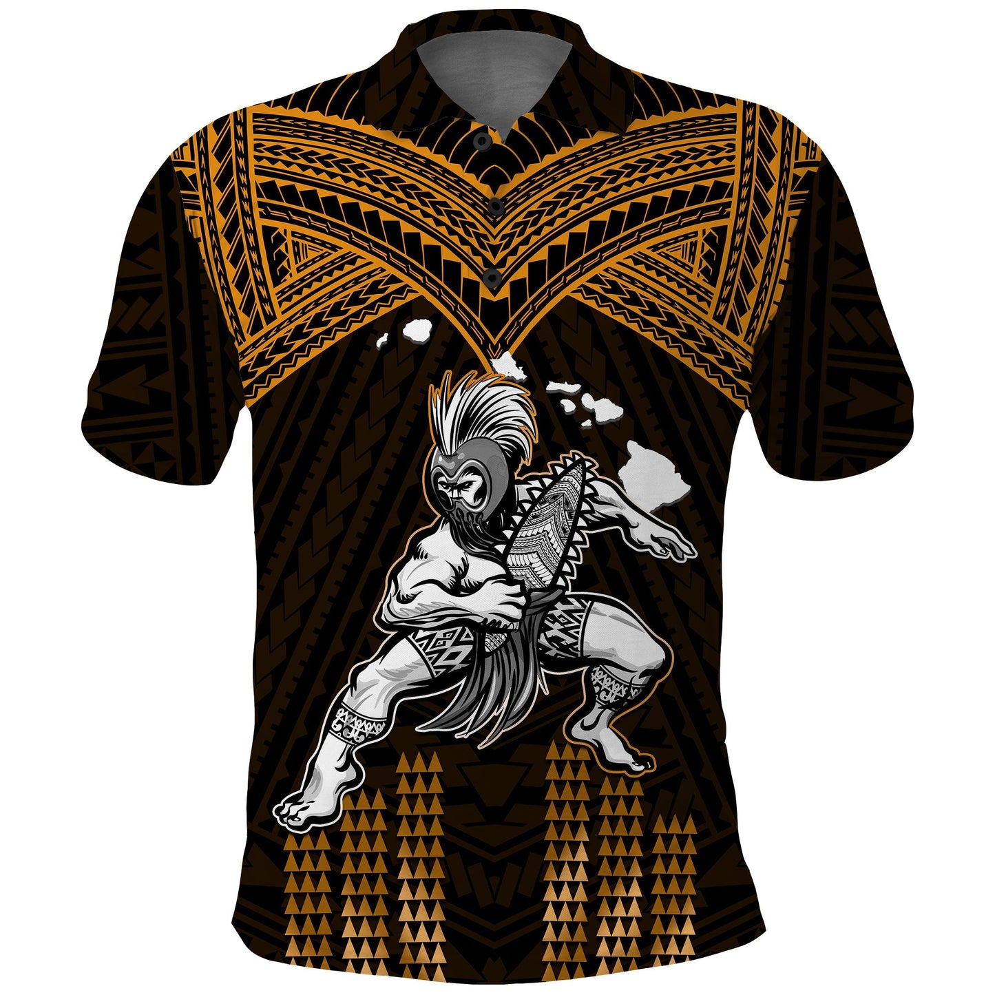 Hawaii Polo Shirt Hawaiian Warrior With Weapon Polynesian Ver.07