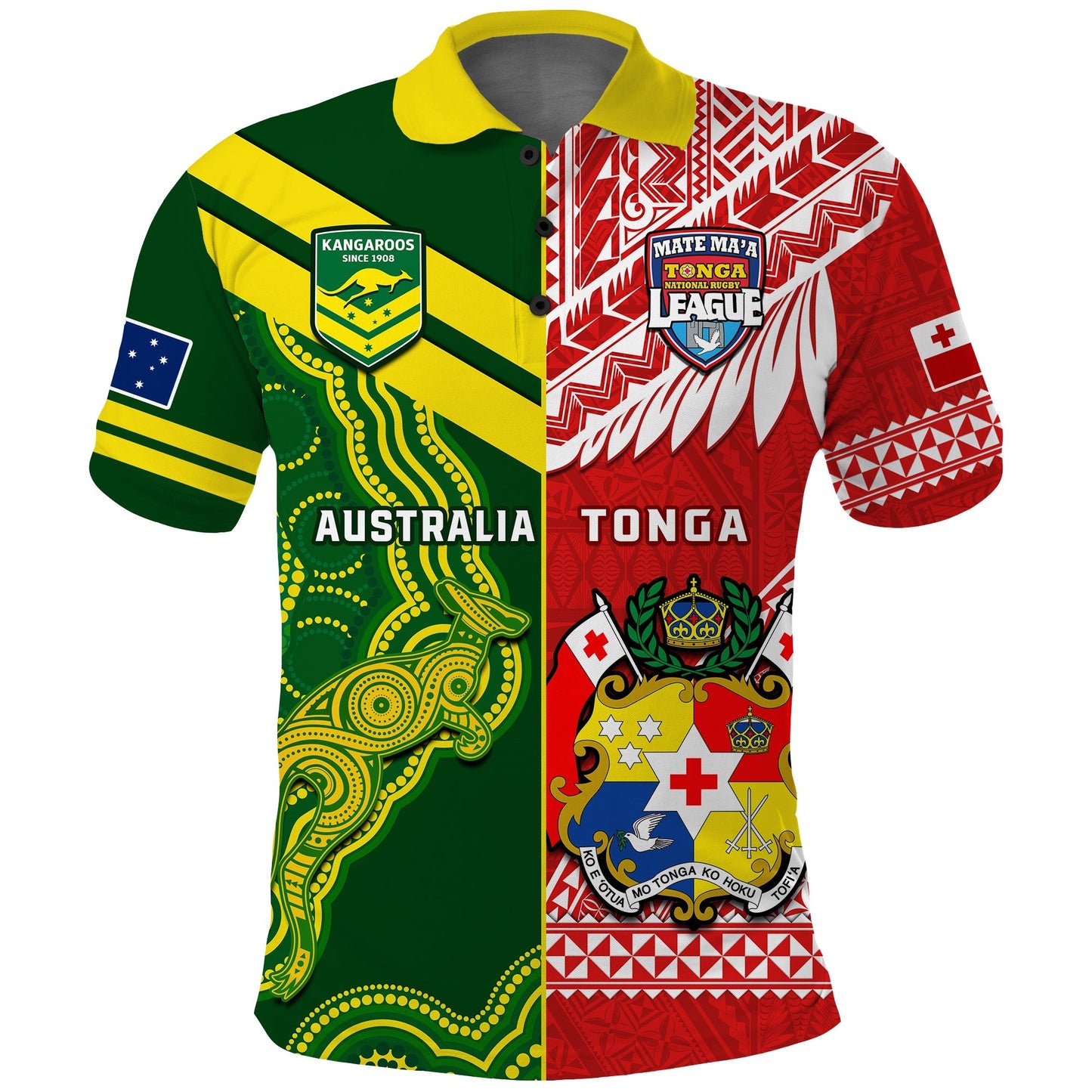 Tonga And Australia Rugby Polo Shirt Mate Maa Tonga Mix Kangaroos