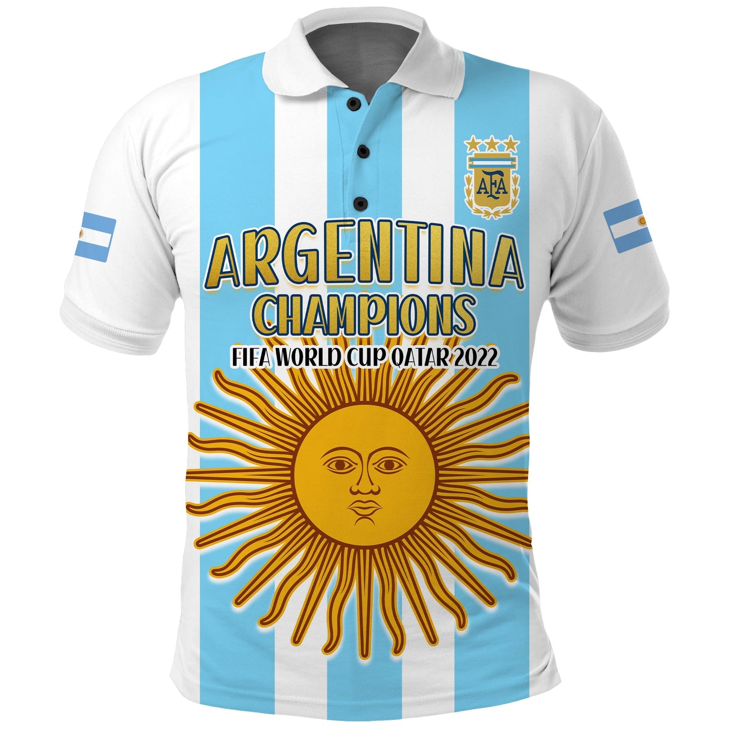 (Custom Text and Number) Argentina Football Polo Shirt FIFA 2022 World Cup Champions