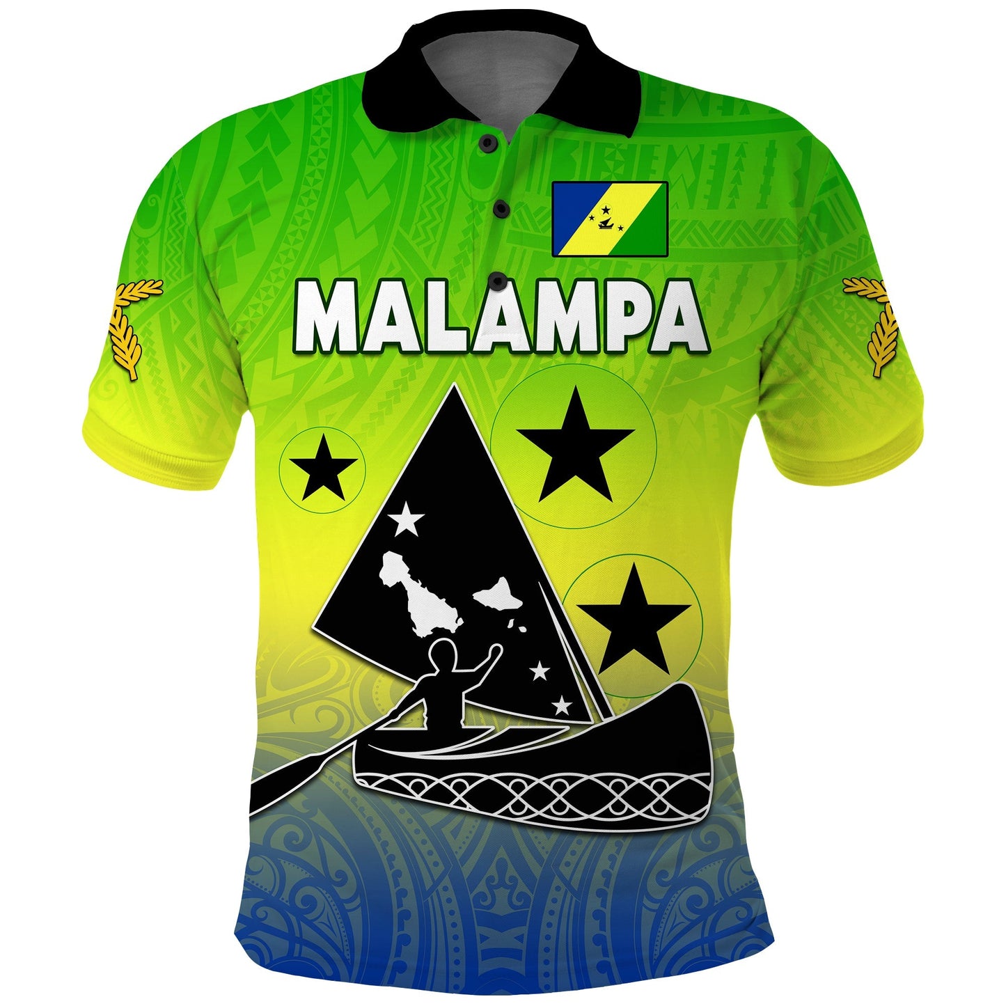 Custom Personalised Malampa Province Polo Shirt Native Canoe Mix Vanuatu Pig Tusk Green Version