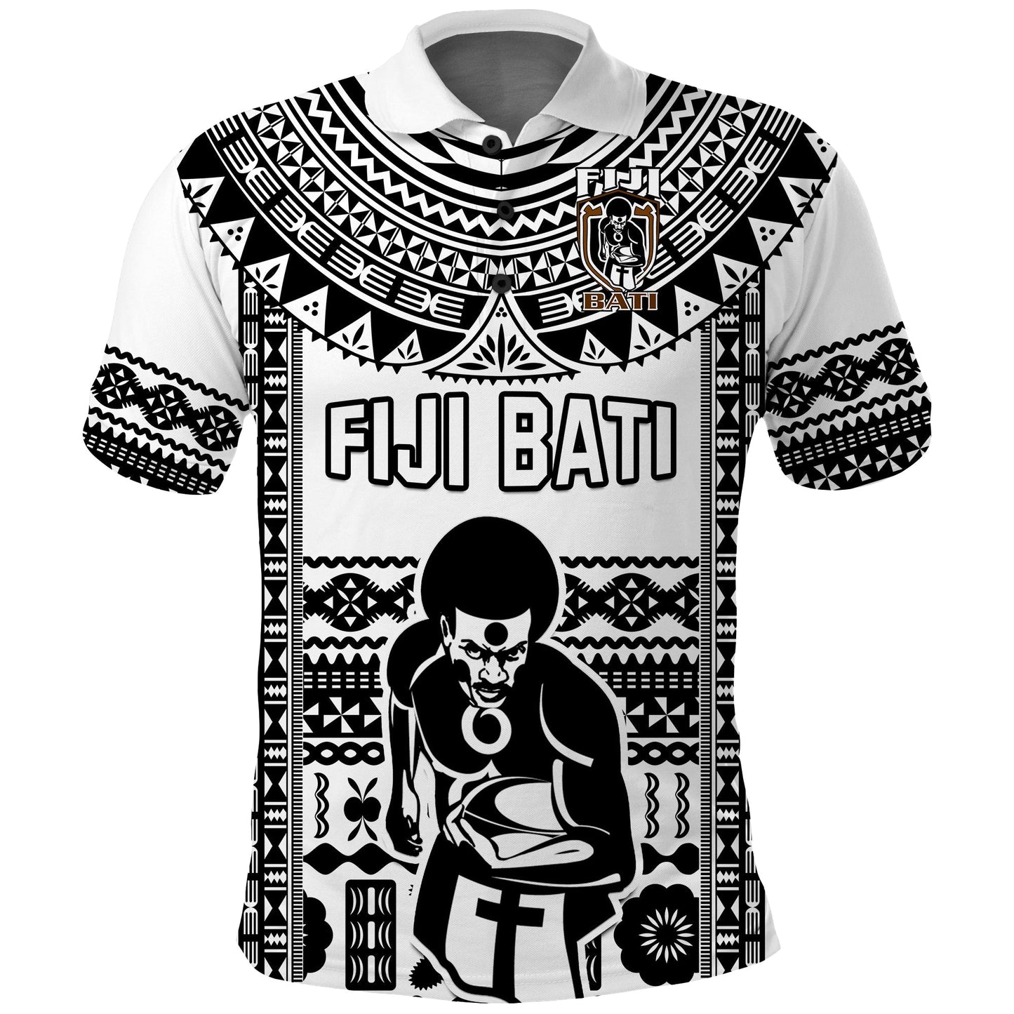 Custom Text And Number Fiji Rugby Polo Shirt Pacific The Bati Black Fijian Tapa