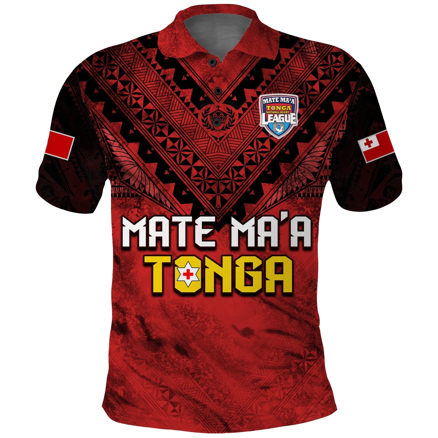 Tonga Rugby MMT Polo Shirt Ngatu Mate Maa Tonga Grunge