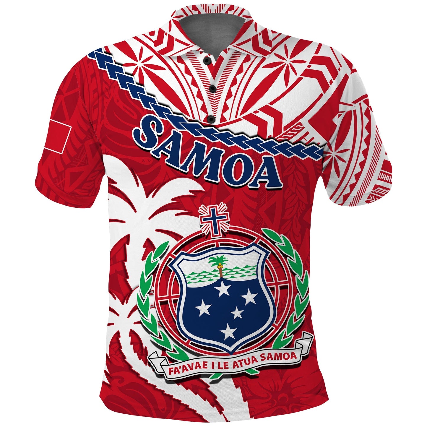 Custom Personalised Samoa Polo Shirt Samoan Coat Of Arms With Coconut Red Style