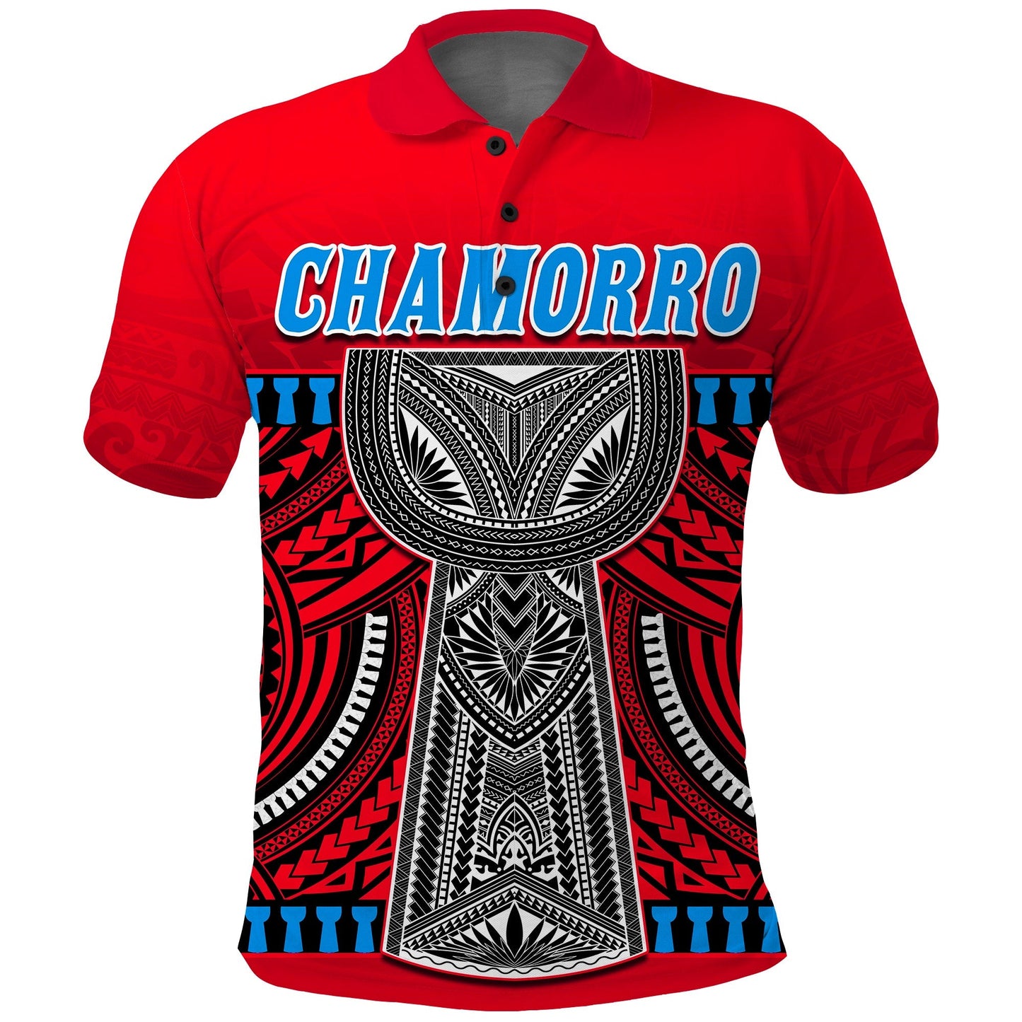 Custom Personalised Guam Chamorro Polo Shirt Latte Stone Red Polynesian Haligi