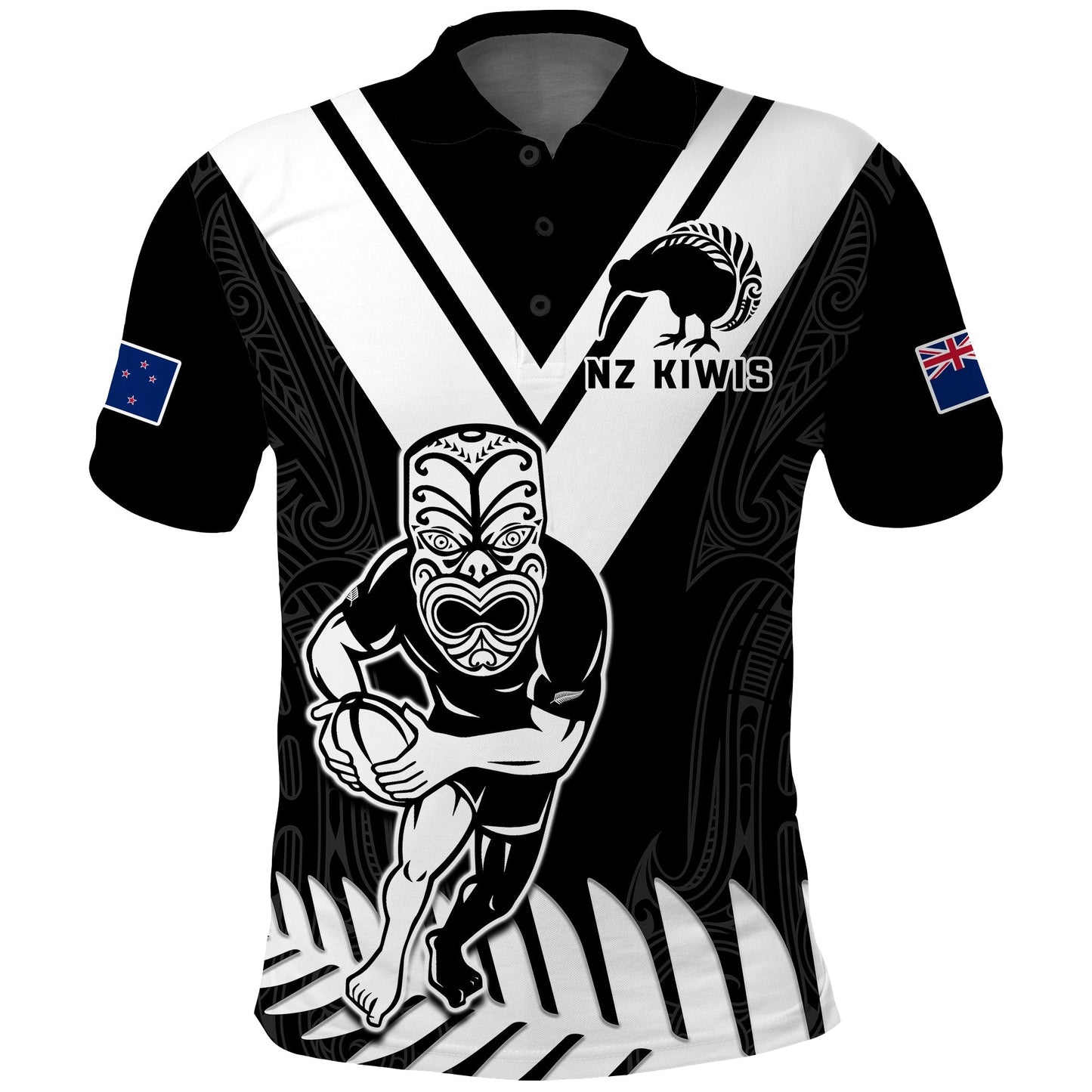 New Zealand Silver Fern Rugby Polo Shirt NZ Kiwi Pacific Maori Sporty