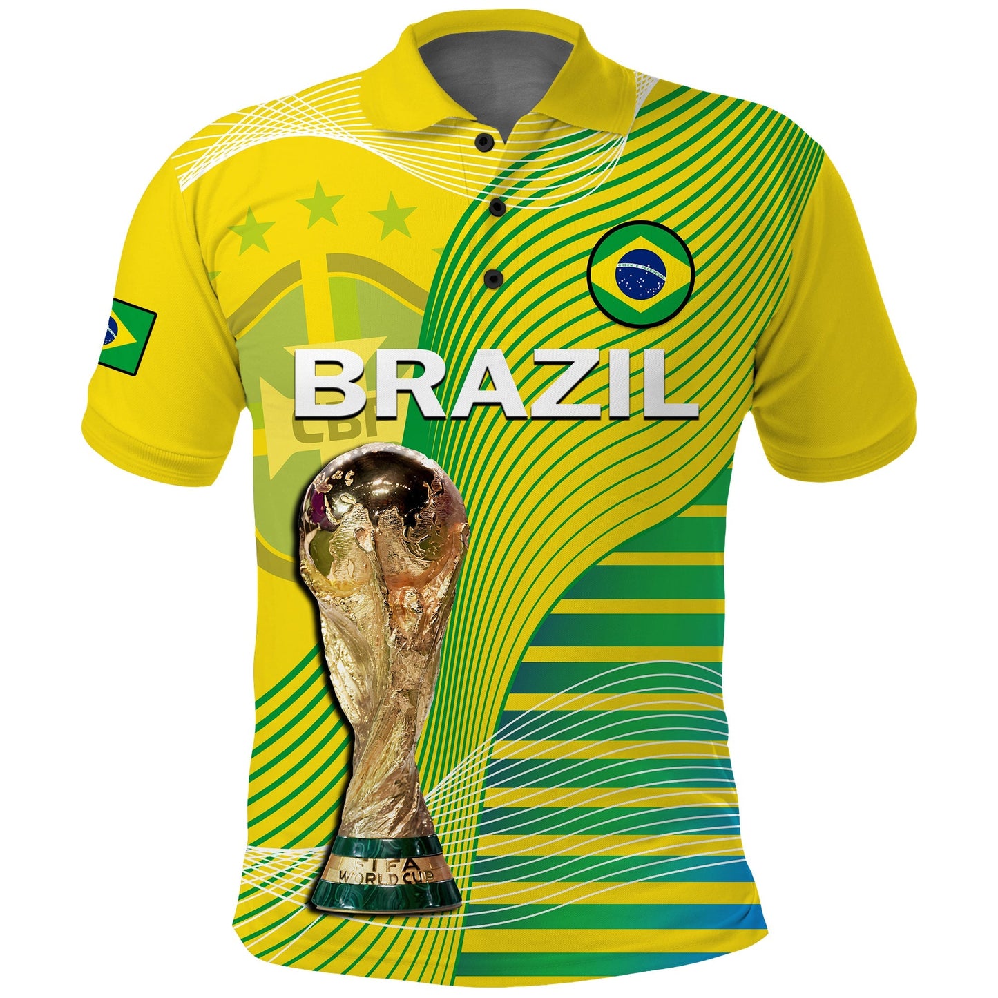 (Custom Text And Number) Brazil Football Polo Shirt Canarinha Champions WC 2022