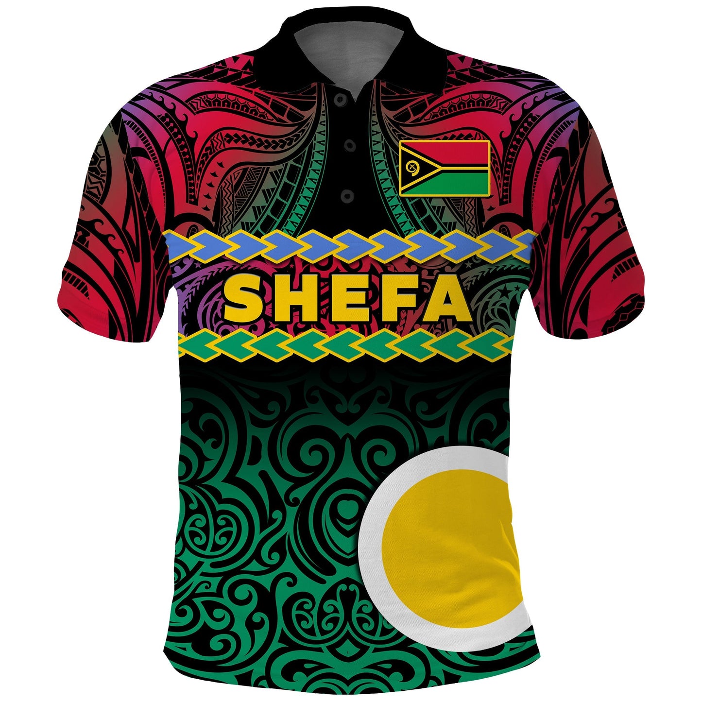 Shefa Province Polo Shirt Vanuatu Pig Tusk Polynesian Flag Style