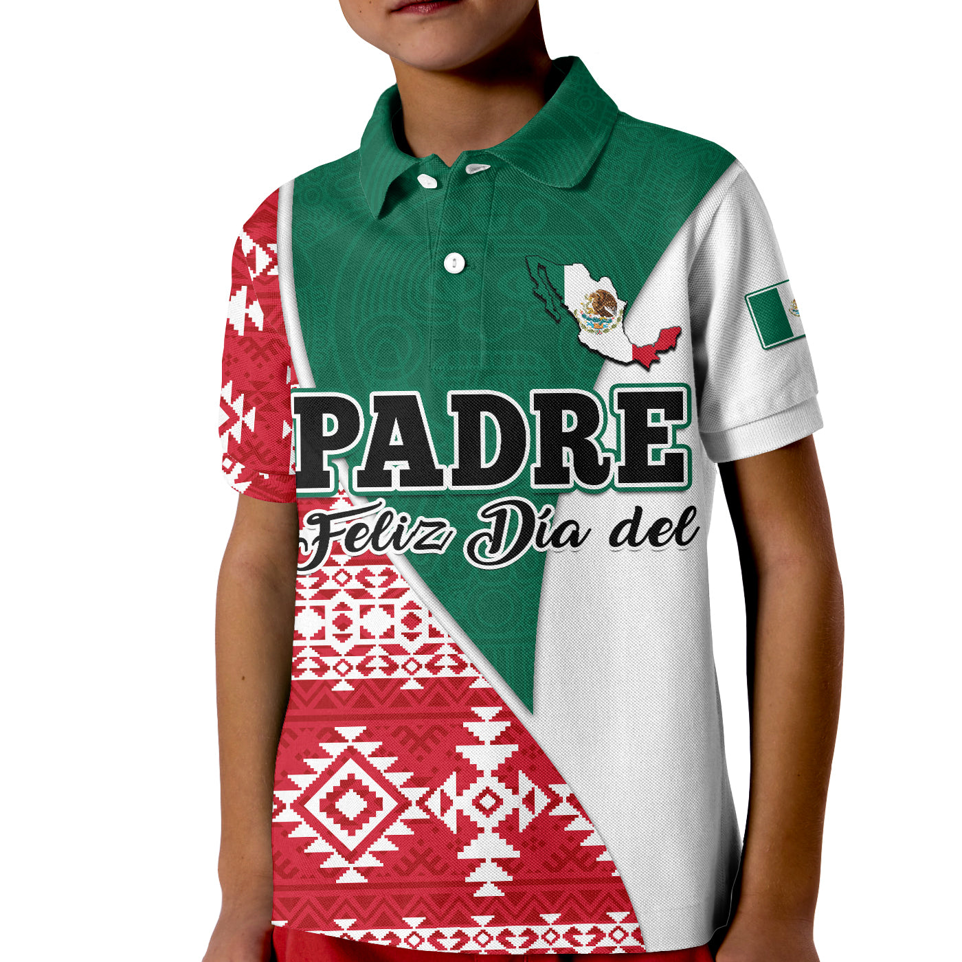 Happy Mexico Fathers Day Polo Shirt Mexican Aztec Pattern
