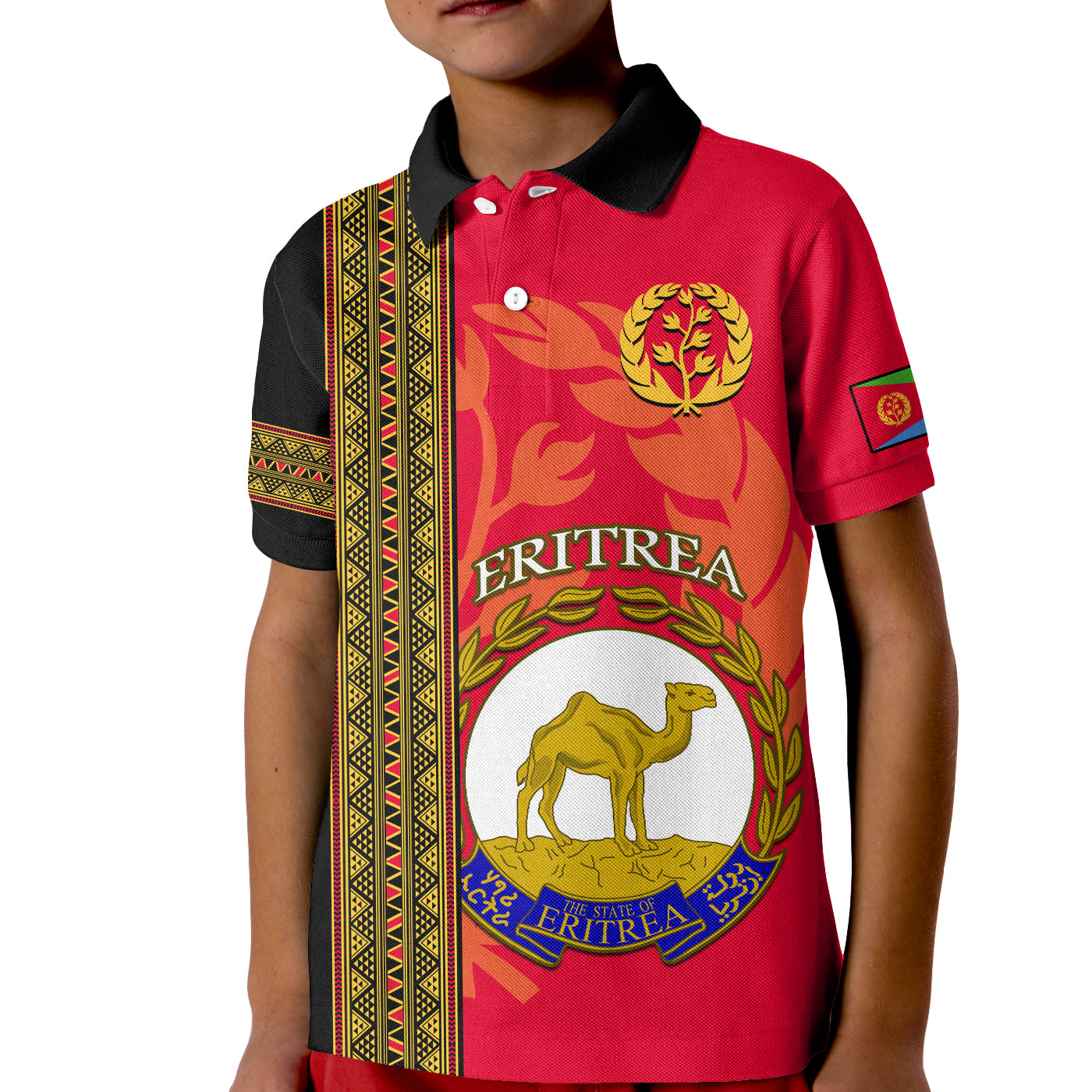 Custom Eritrea Polo Shirt African Pattern Happy Independence Day Version Black