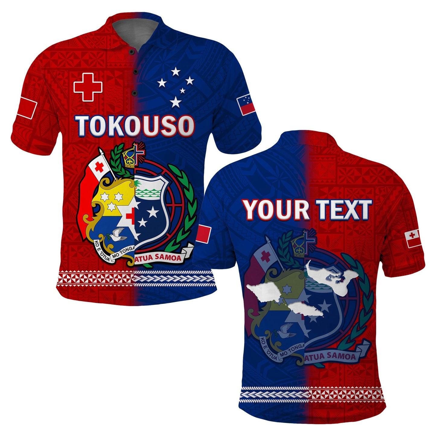Custom Personalised TokoUso Polo Shirt Tonga and Samoa United We Stand Divided We Fall