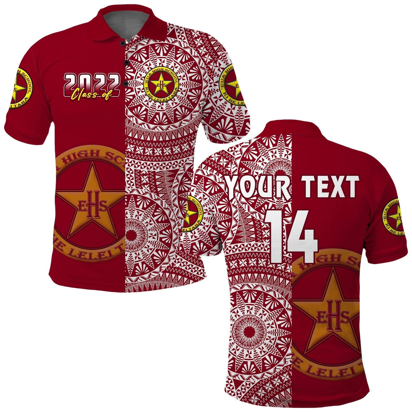 Custom Text And Number Tonga Eua High School Polo Shirt Class Of Year Tongan Ngatu Pattern