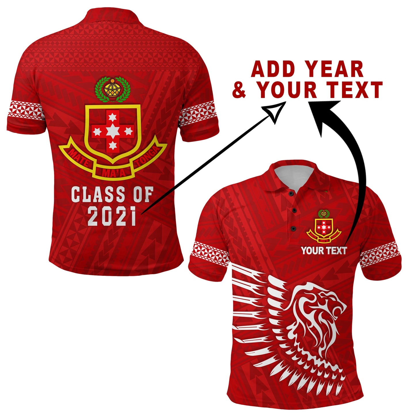 Custom Personalised Lion Kolisi Tonga Polo Shirt Atele - Year Class and Your Text