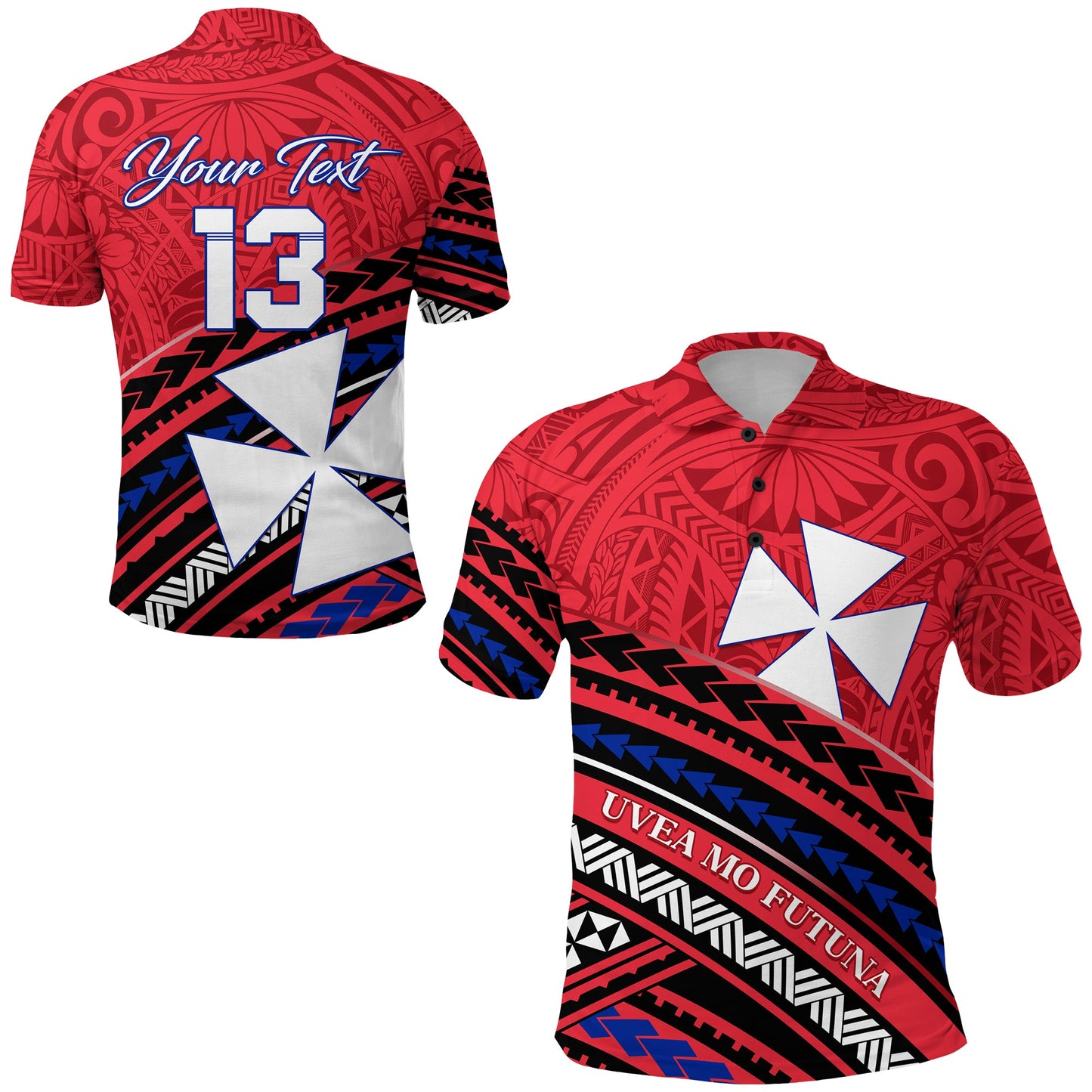 Custom Personalised Wallis and Futuna Polo Shirt Creative Polynesian - Custom Text and Number