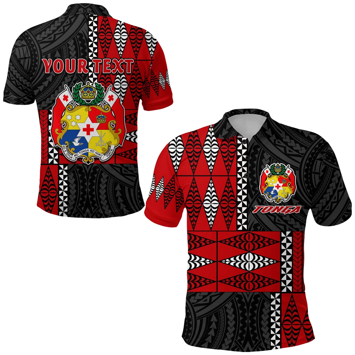 Custom Personalised Tonga Polo Shirt Tongan Pattern Mix Polynesian
