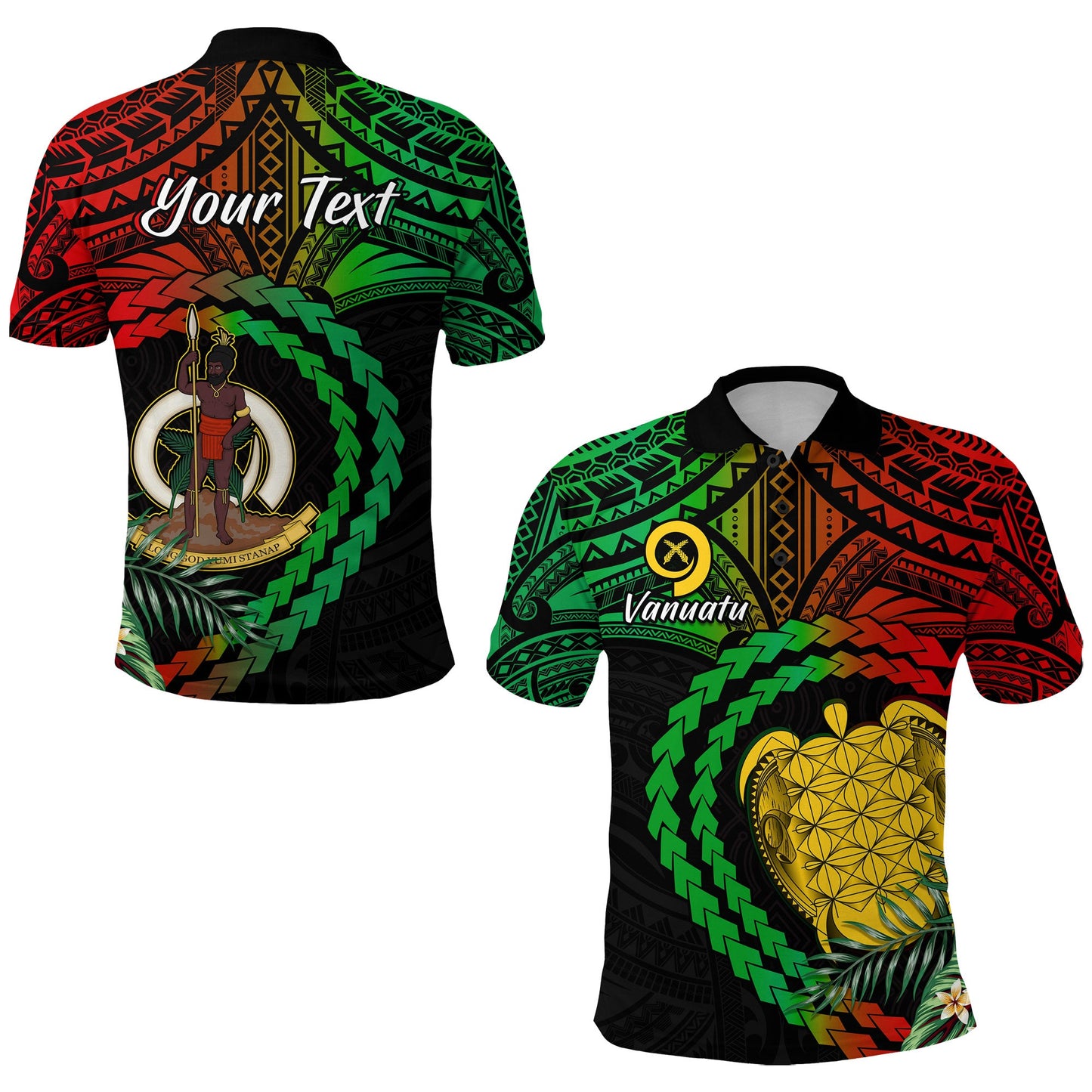 Custom Personalised Vanuatu Heart Polynesian Polo Shirt Turtle Sand Drawings