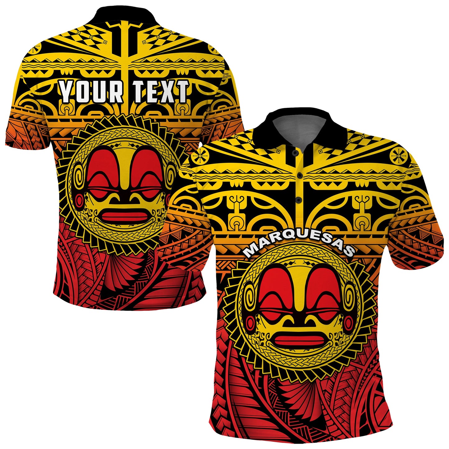 Custom Personalised Marquesas Islands Polo Shirt Mata Tiki Polynesian Pattern