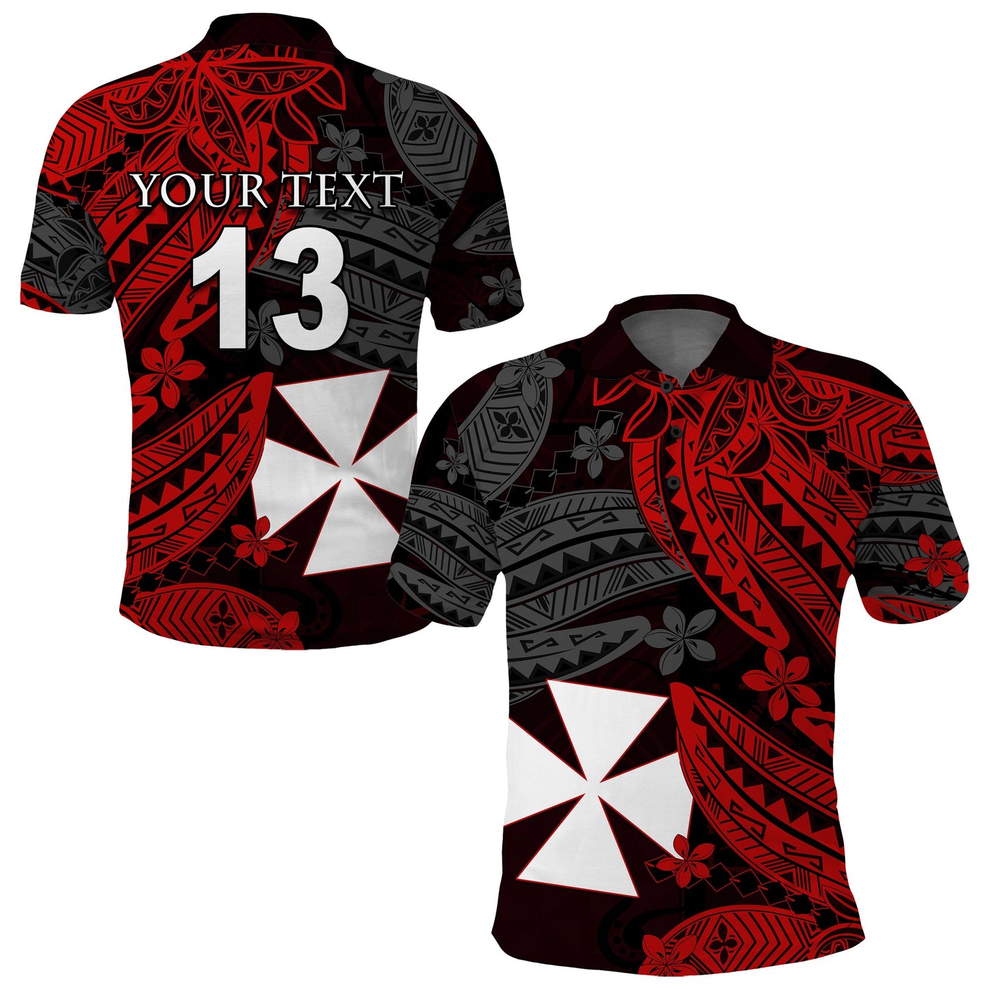 Custom Text and Number Wallis and Futuna Polo Shirt Enjoy Polynesian Flowers