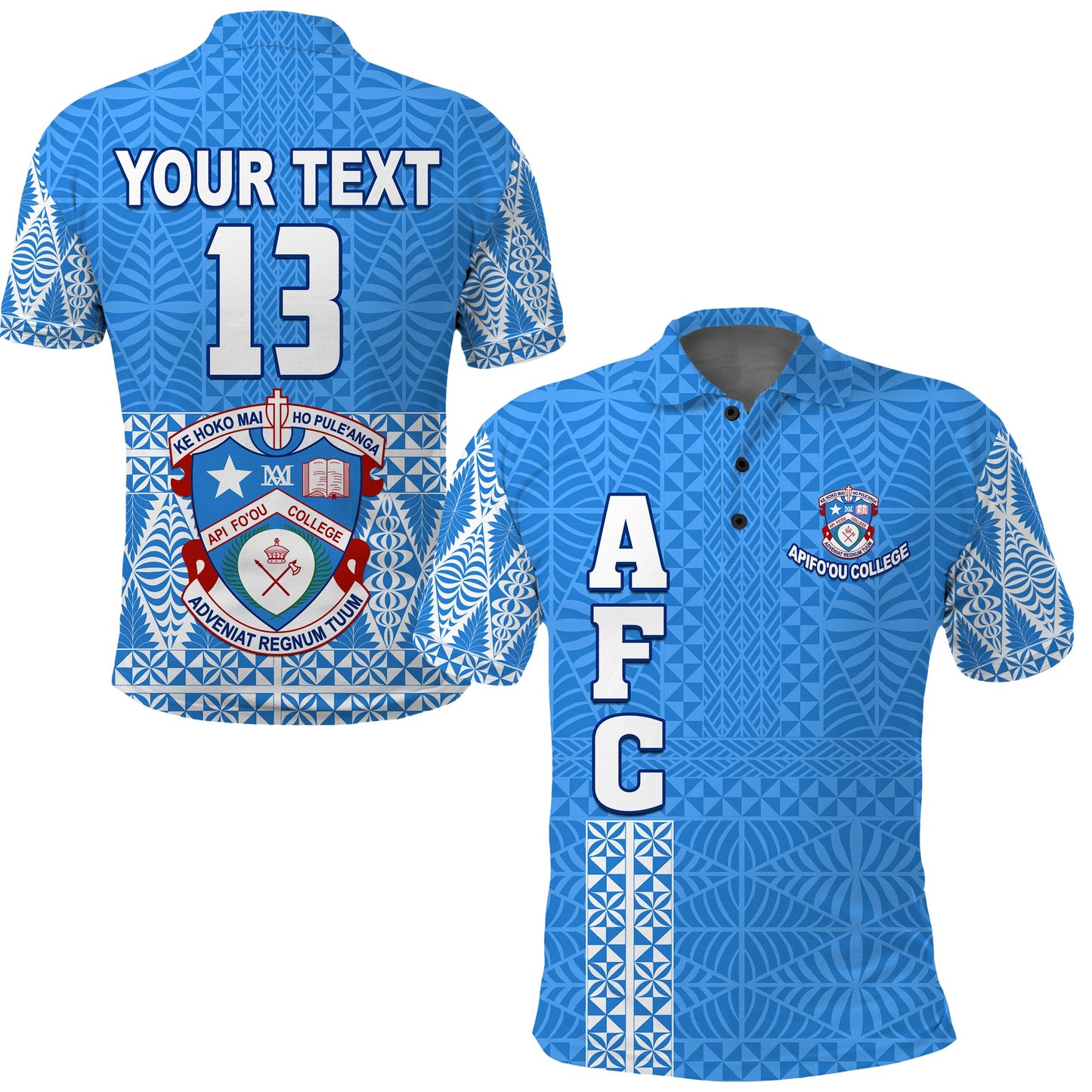 Custom Personalised Apifo'ou College Polo Shirt Tongan Pattern AFC Lovers