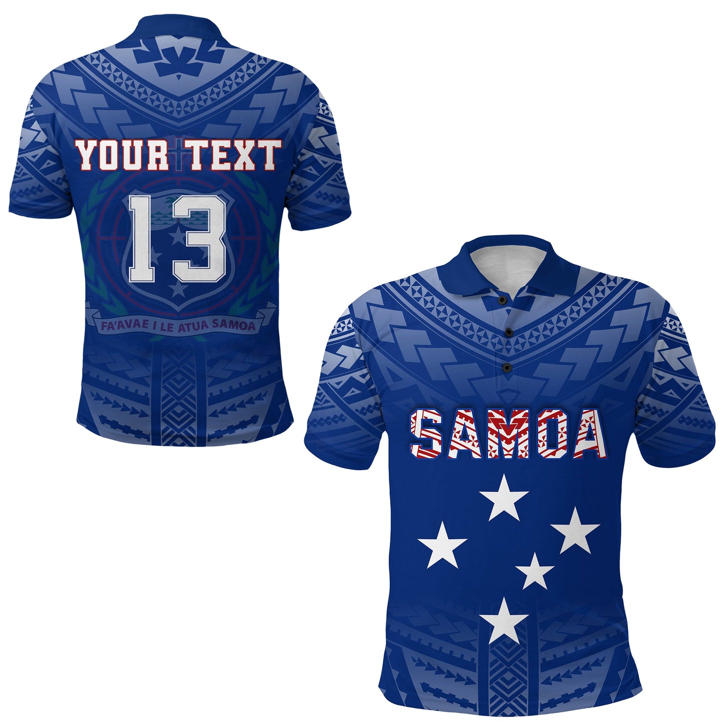 Custom Personalised Samoa Polo Shirt Simple Polynesian - Custom Text and Number