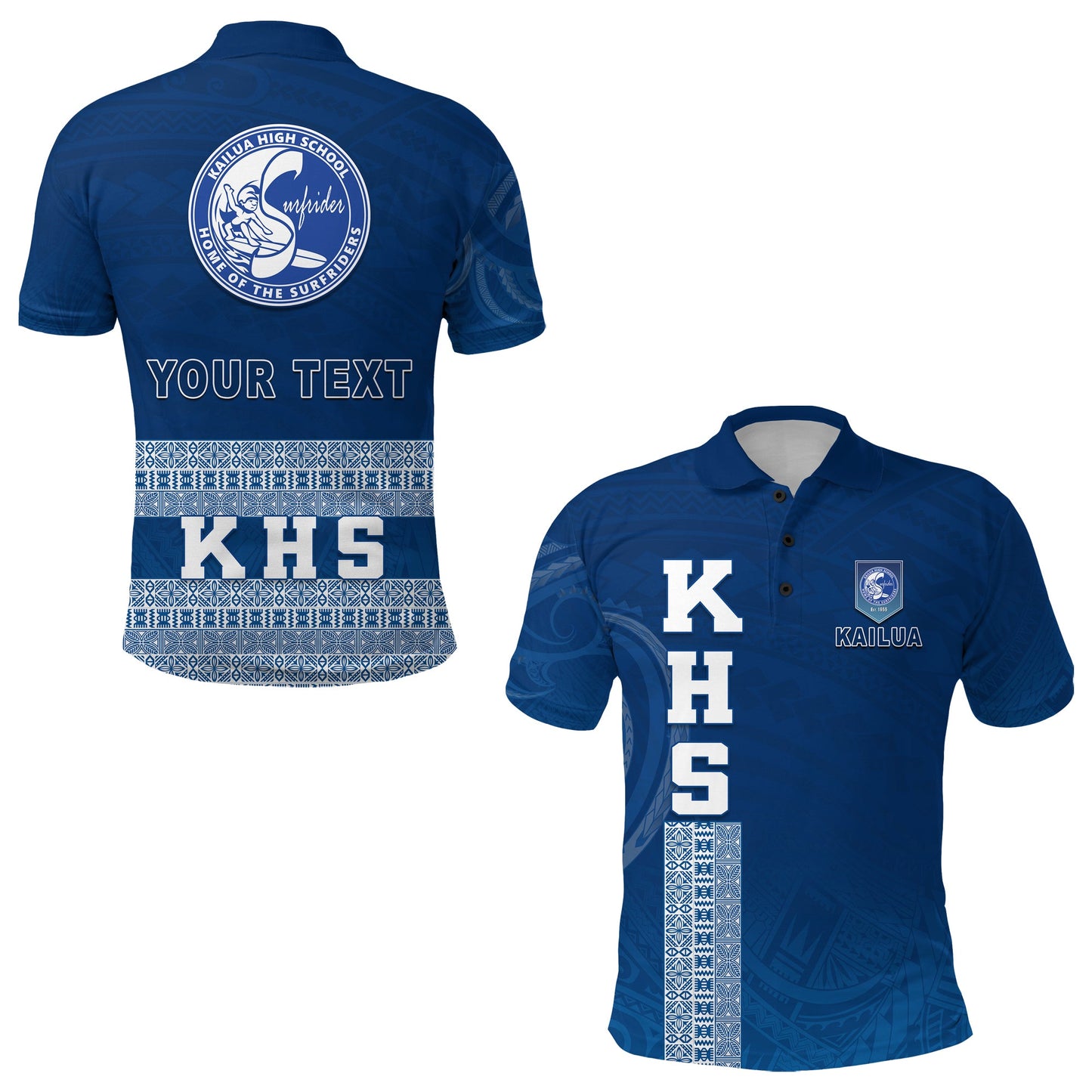 Custom Personalised Kailua High School Polo Shirt - KHS Hawaii Pattern
