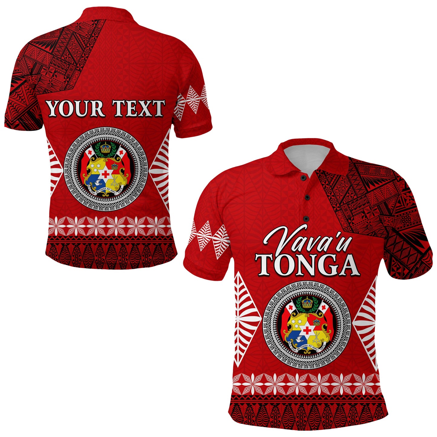 Custom Personalised Vava u Tonga Polo Shirt Tongan Ngatu