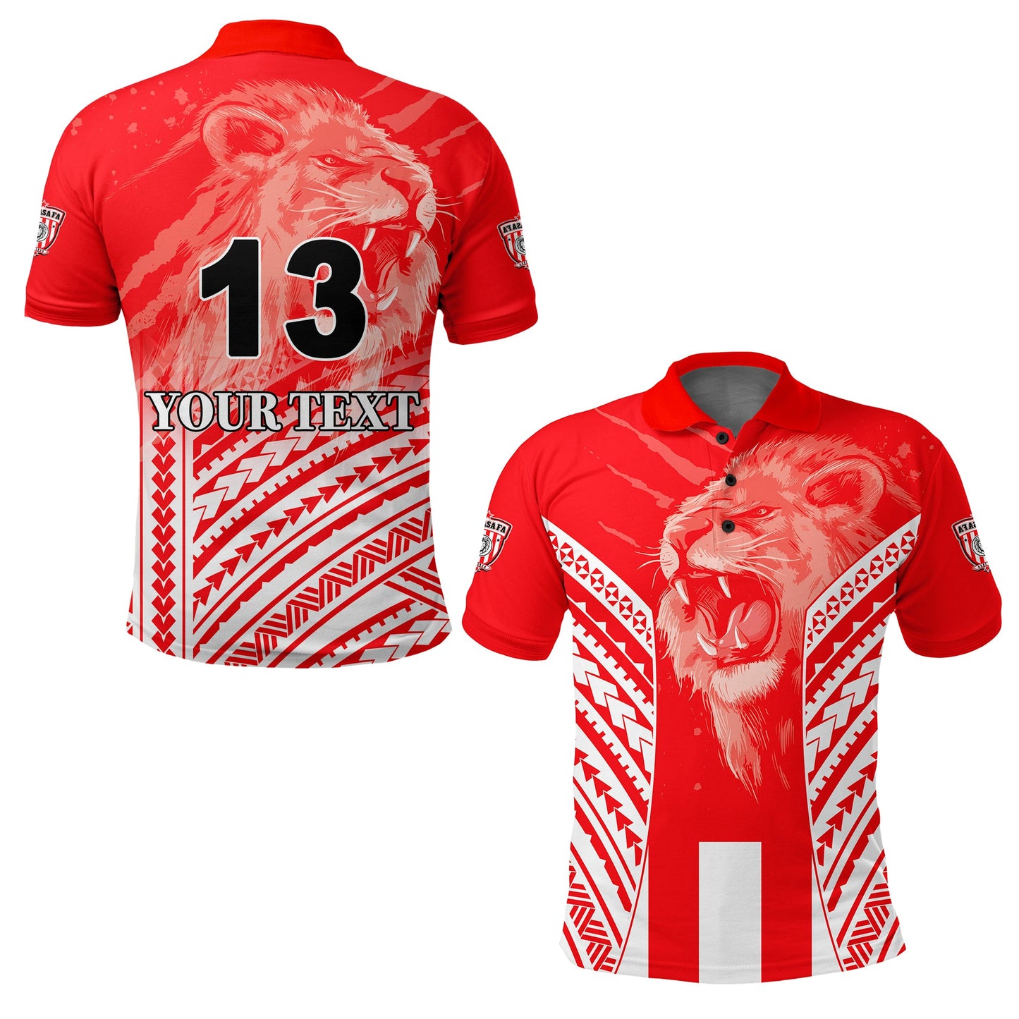 Custom Personalised LABASA Football Polo Shirt Strong Lion Of Fiji - Custom Text and Number