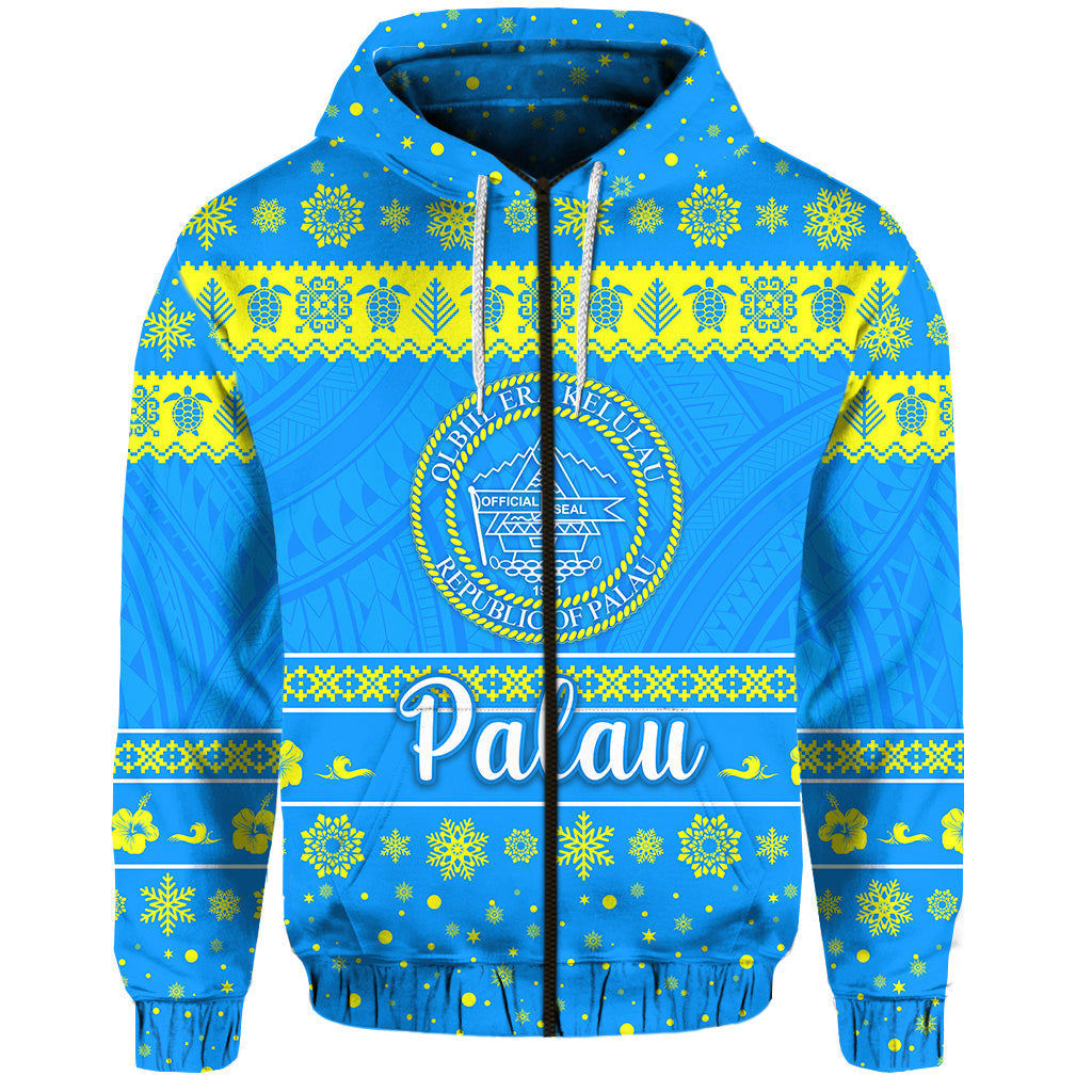 Palau Christmas Zip Hoodie Simple Style